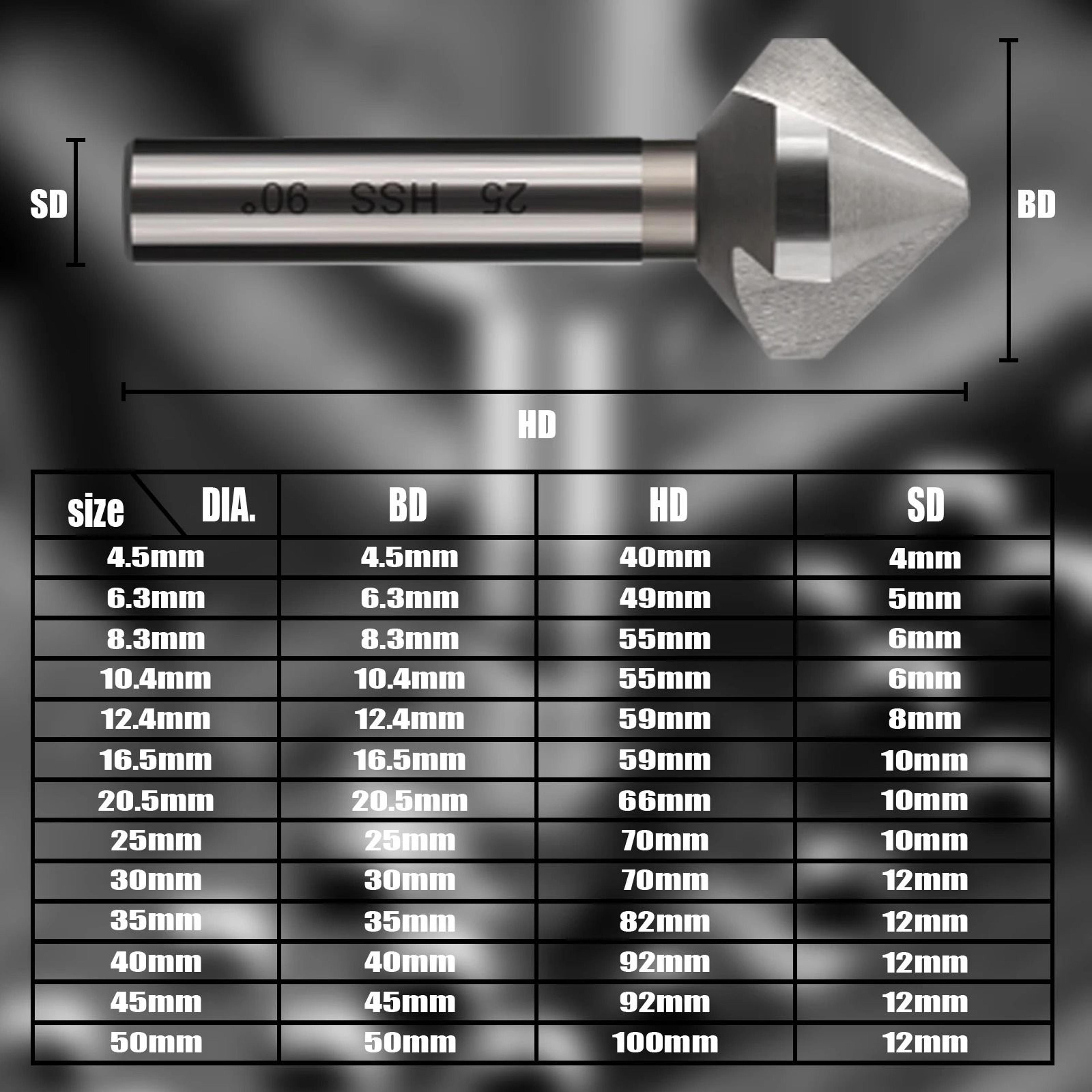 Product Title 3 Flute Countersink Drill Bit 90 Degree Chamfer Cutter For Wood Metal And Plastic Deb 1