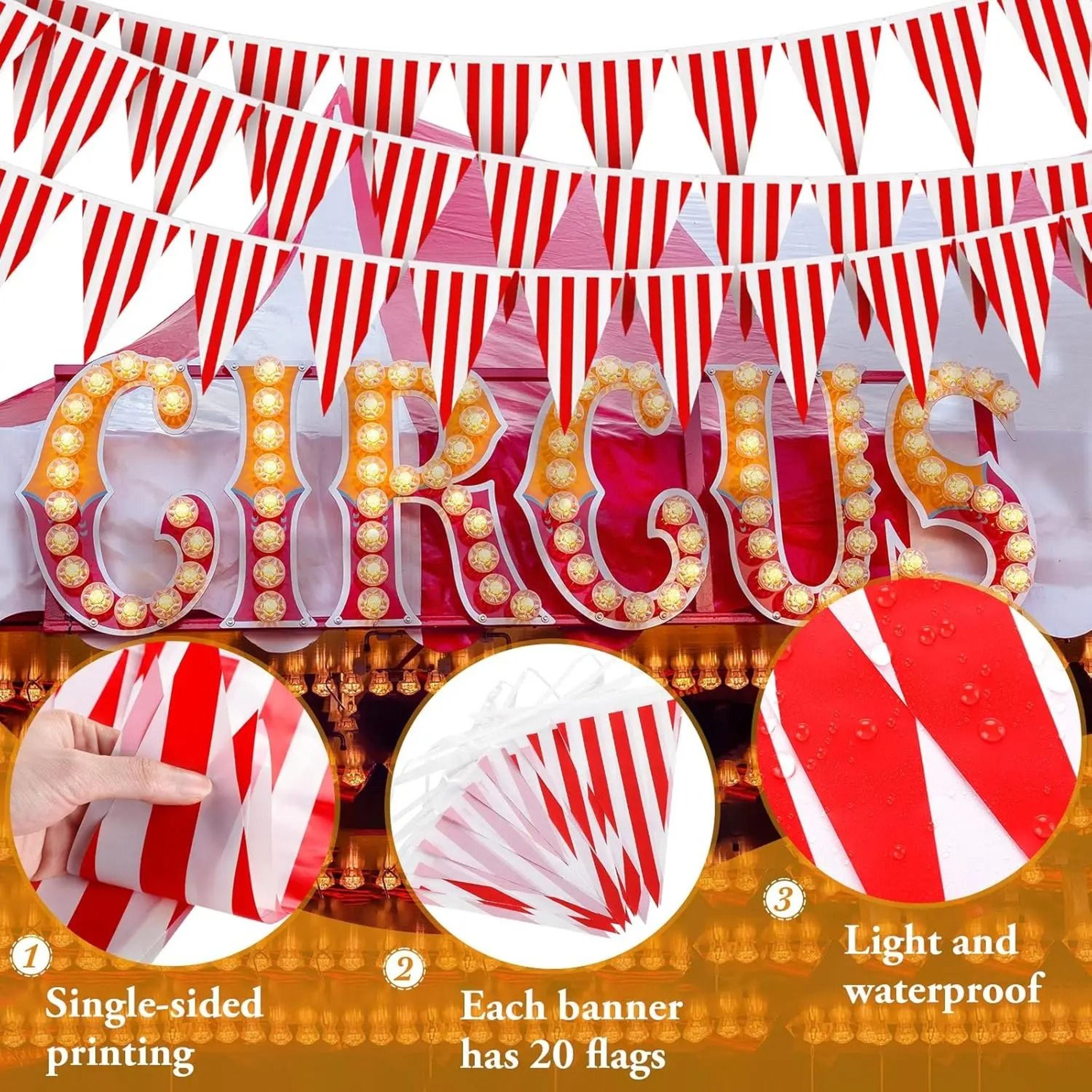 Carnival Stripe Pennant Banner Red White Party Flag Decoration 2