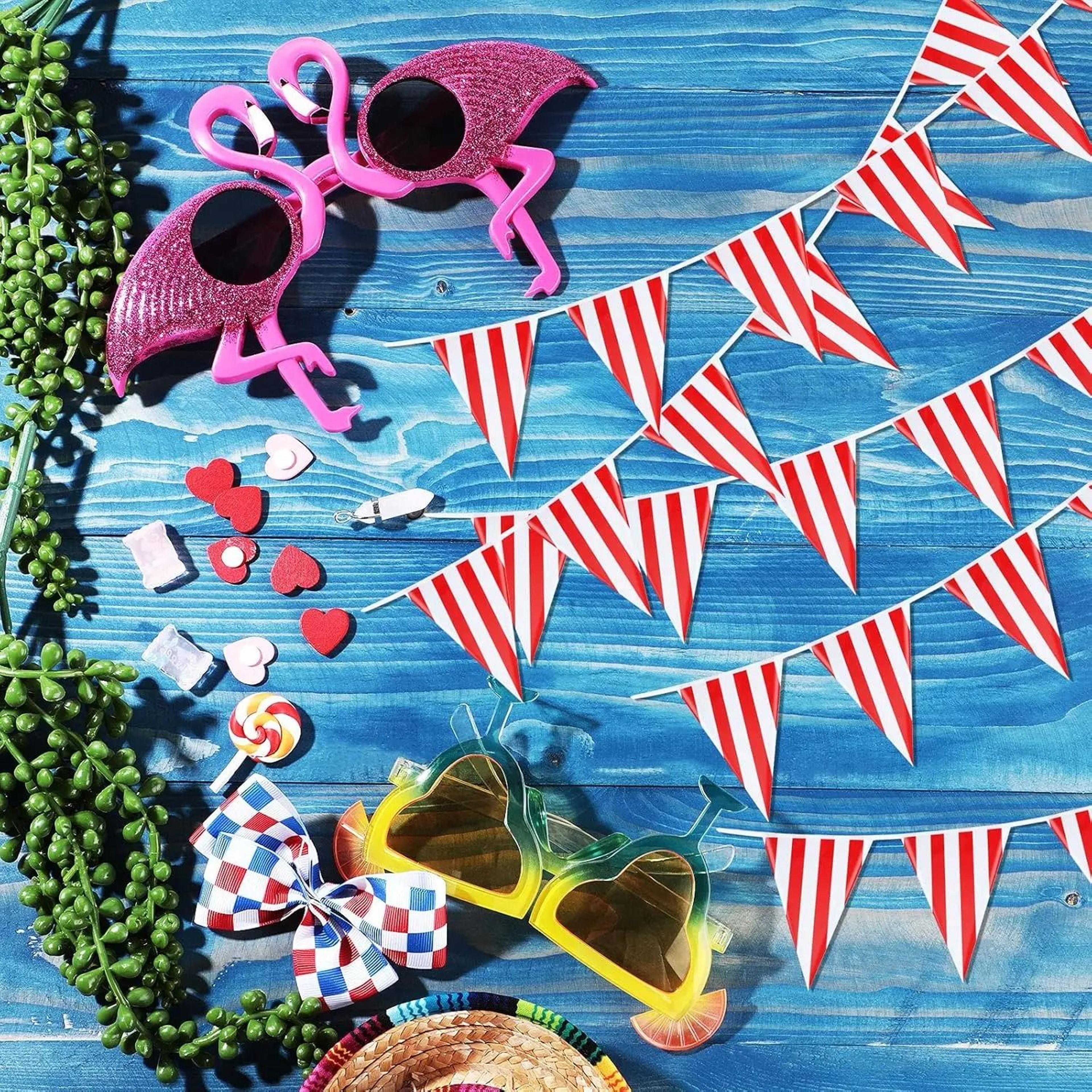 Carnival Stripe Pennant Banner Red White Party Flag Decoration 4