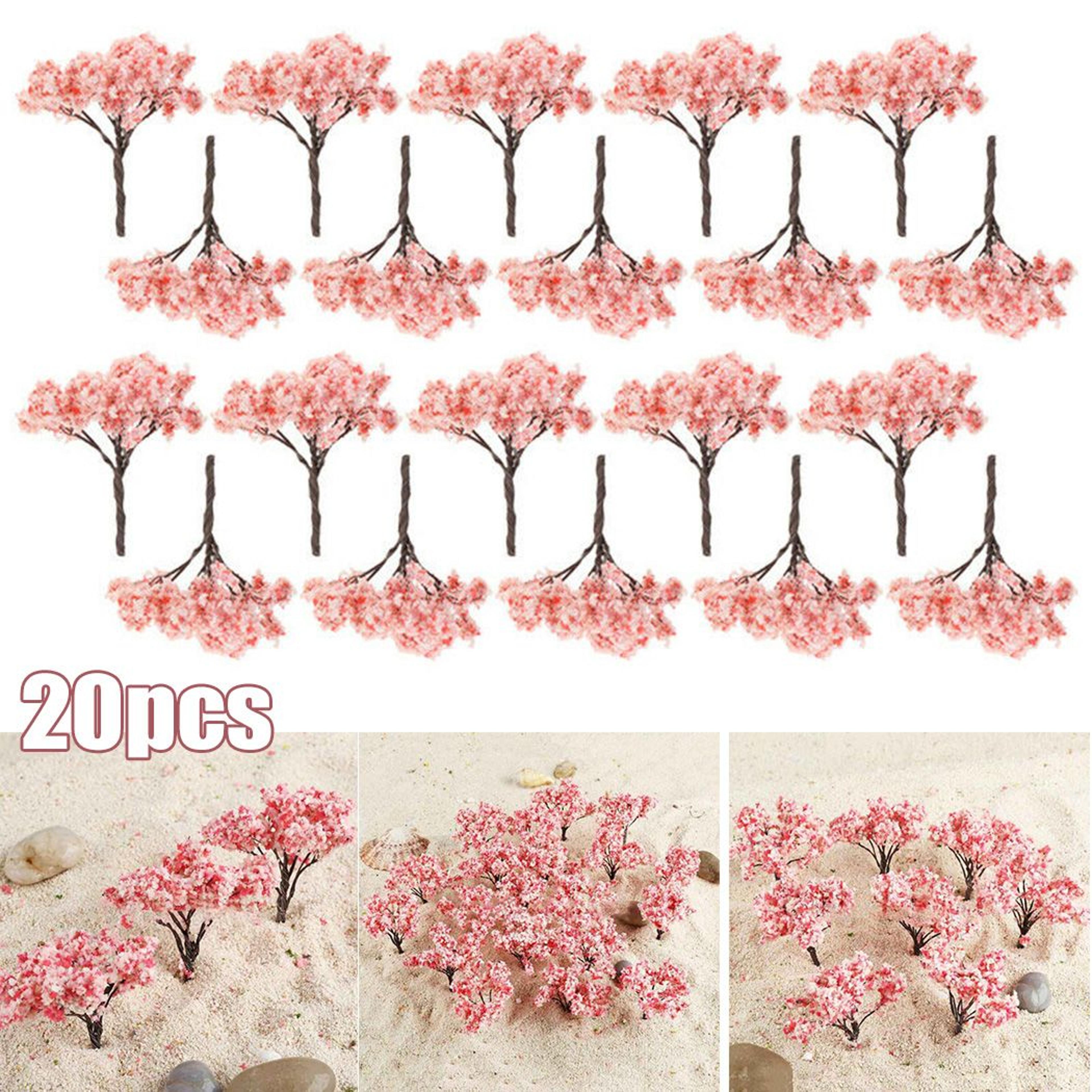 miniature cherry blossom flower tree models for diorama kits and ho scale railway layouts