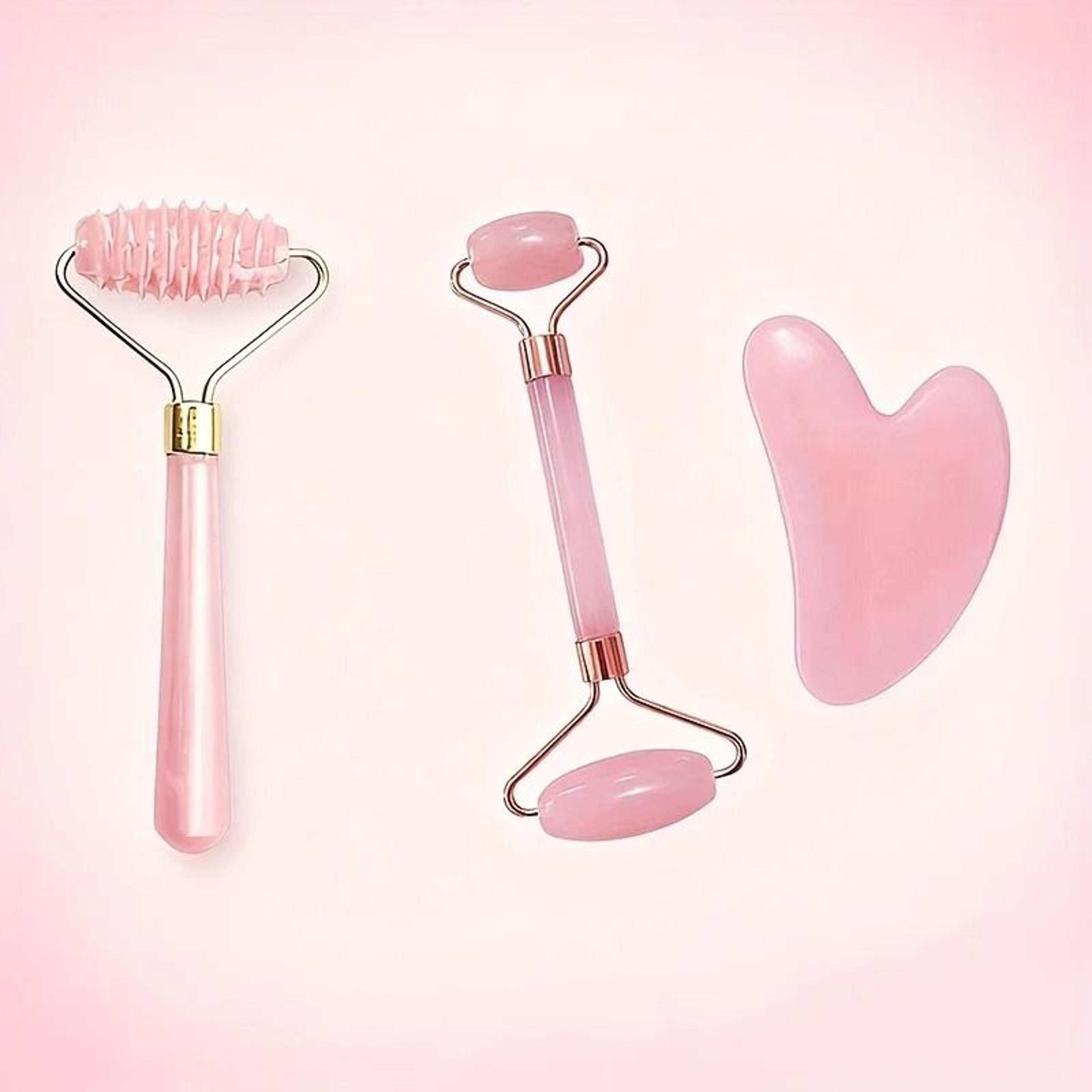 Facial Roller Set Heart Face Massager And Body Gua Sha Skincare Kit 4