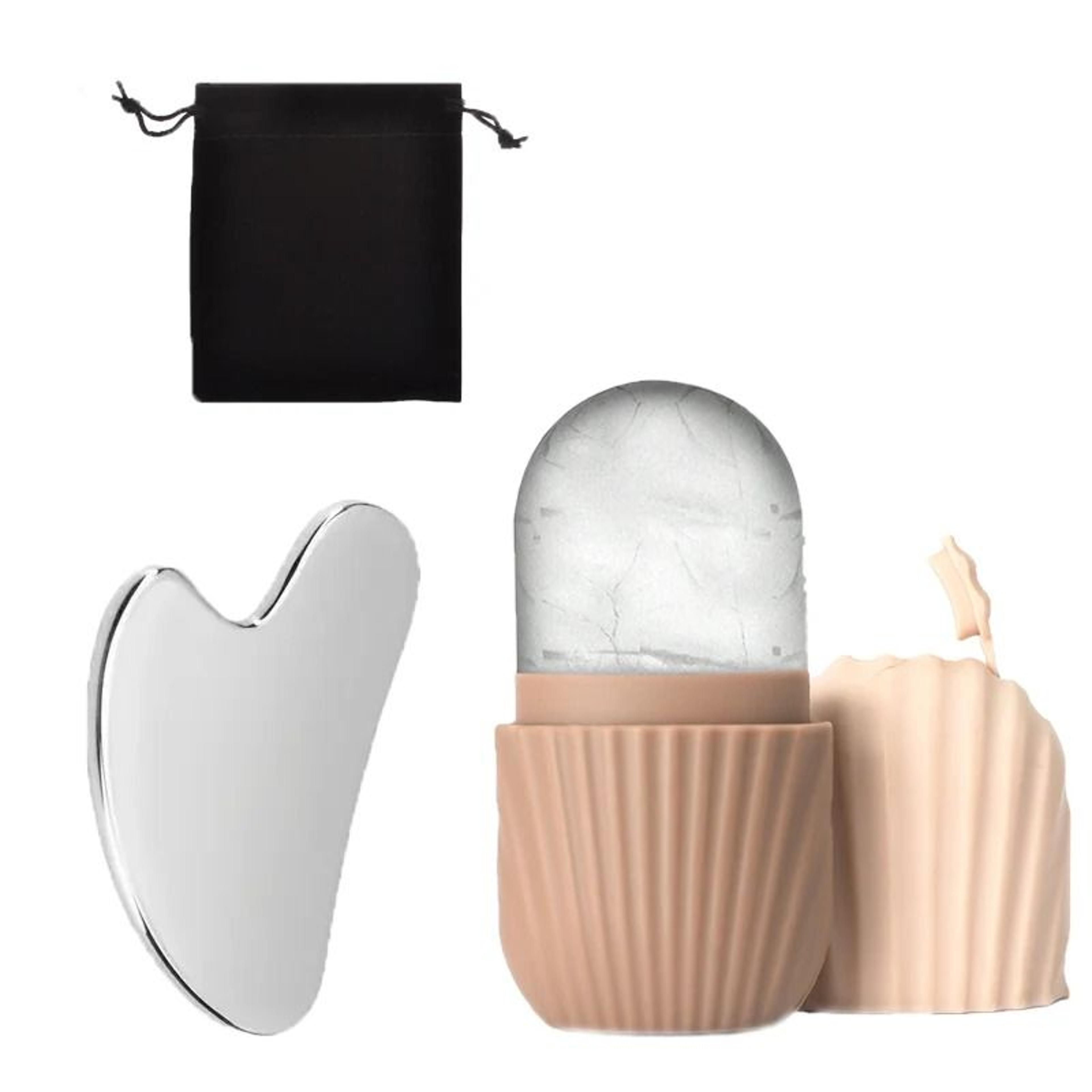 Stainless Steel Ice Face Roller And Gua Sha Skincare Set 6