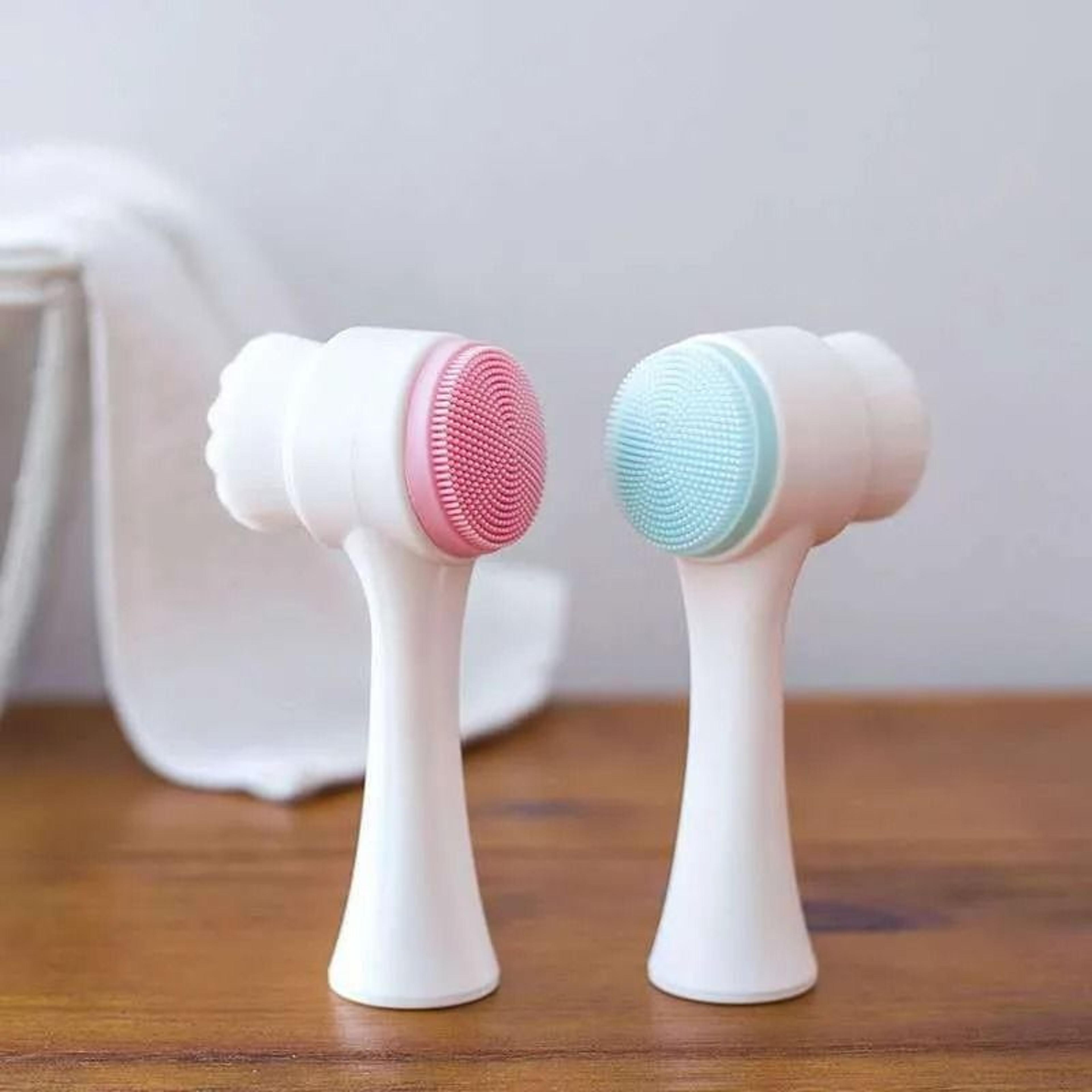 double-sided silicone face cleansing brush and manual pore exfoliator