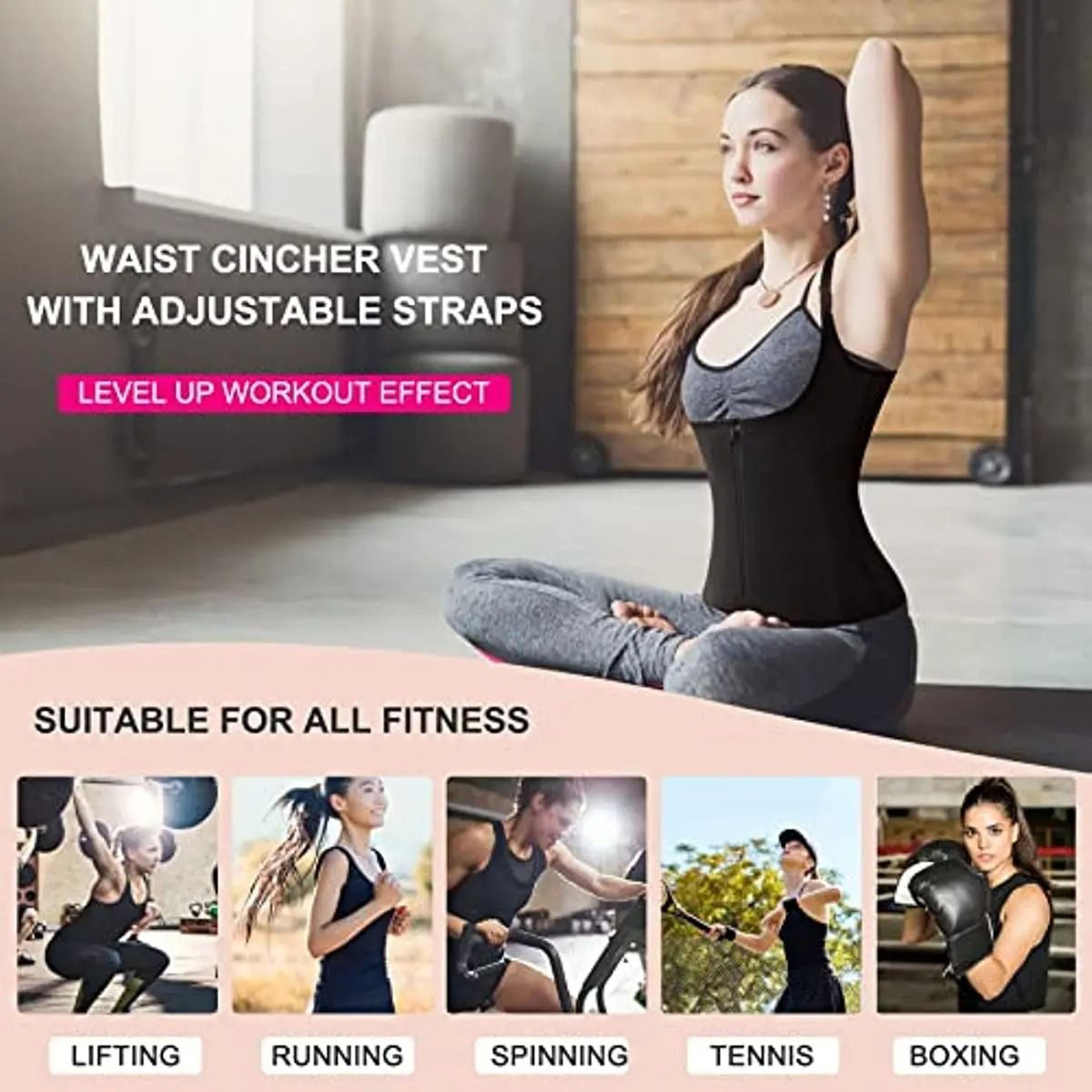 Women Neoprene Sauna Waist Trainer Vest And Zipper Body Shaper Corset 3