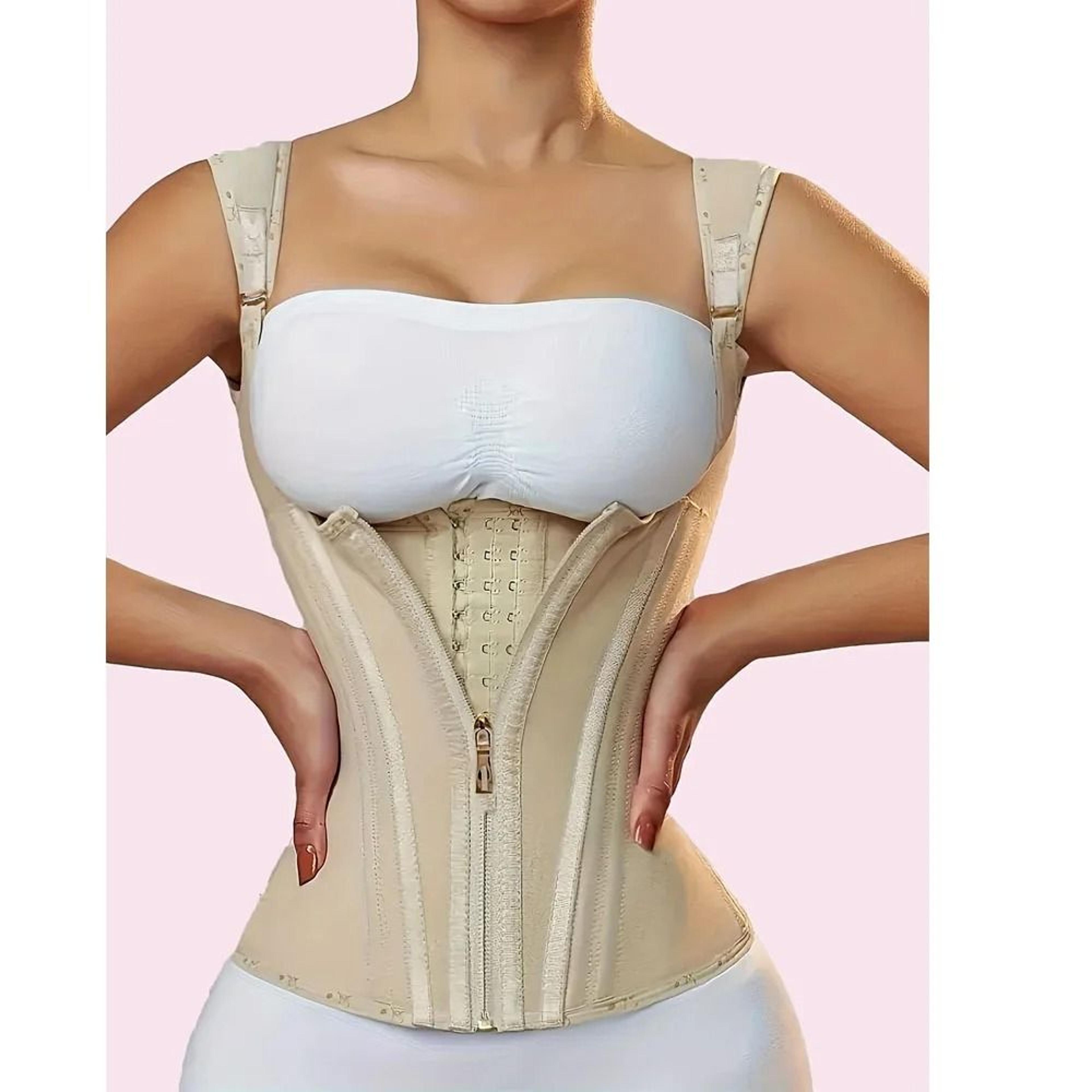 Vintage Mesh Waist Cincher Corset Vest With Dual Zipper And Button Closure 5