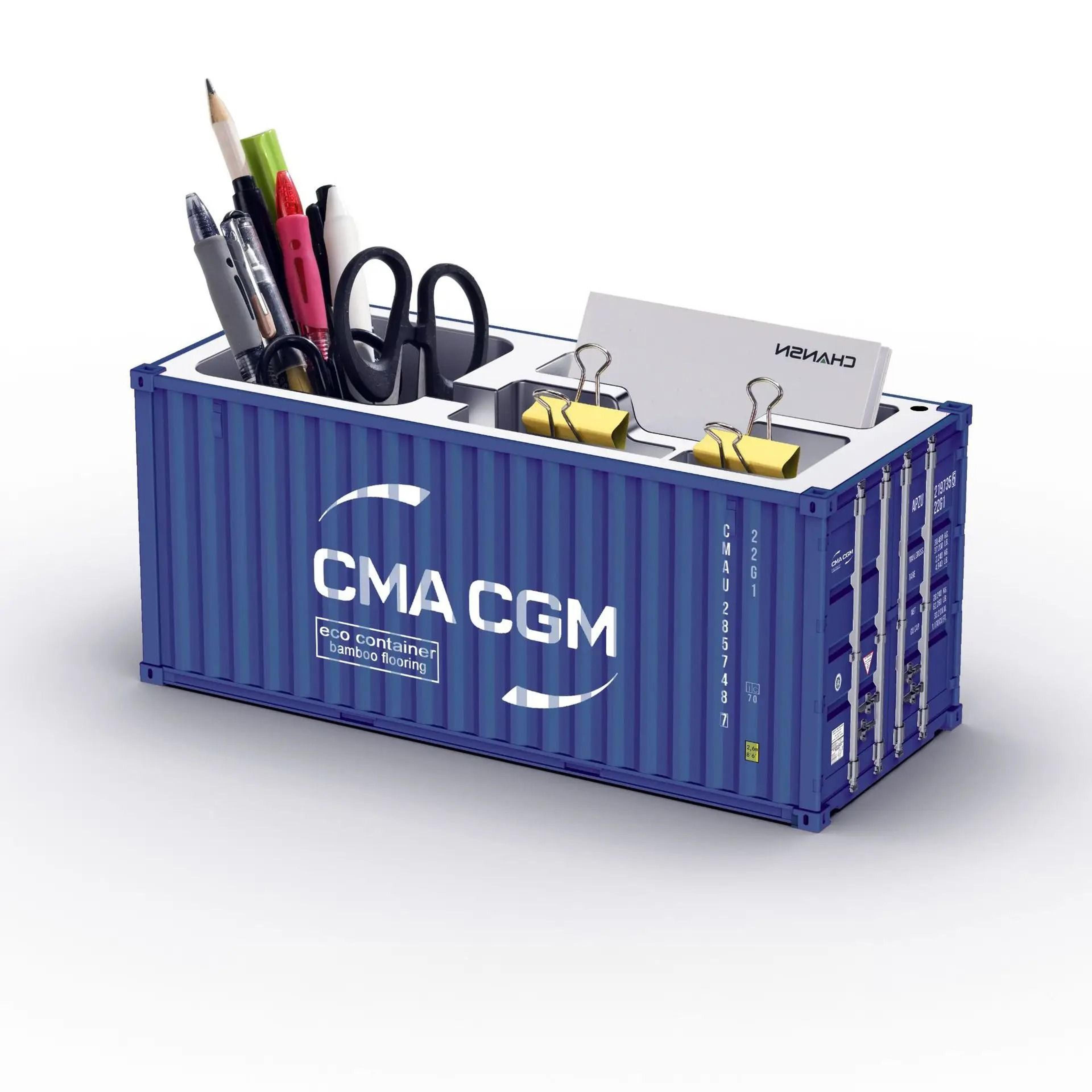 Miniature Realistic Shipping Container Model Office Desktop Pen Holder Storage Box 4