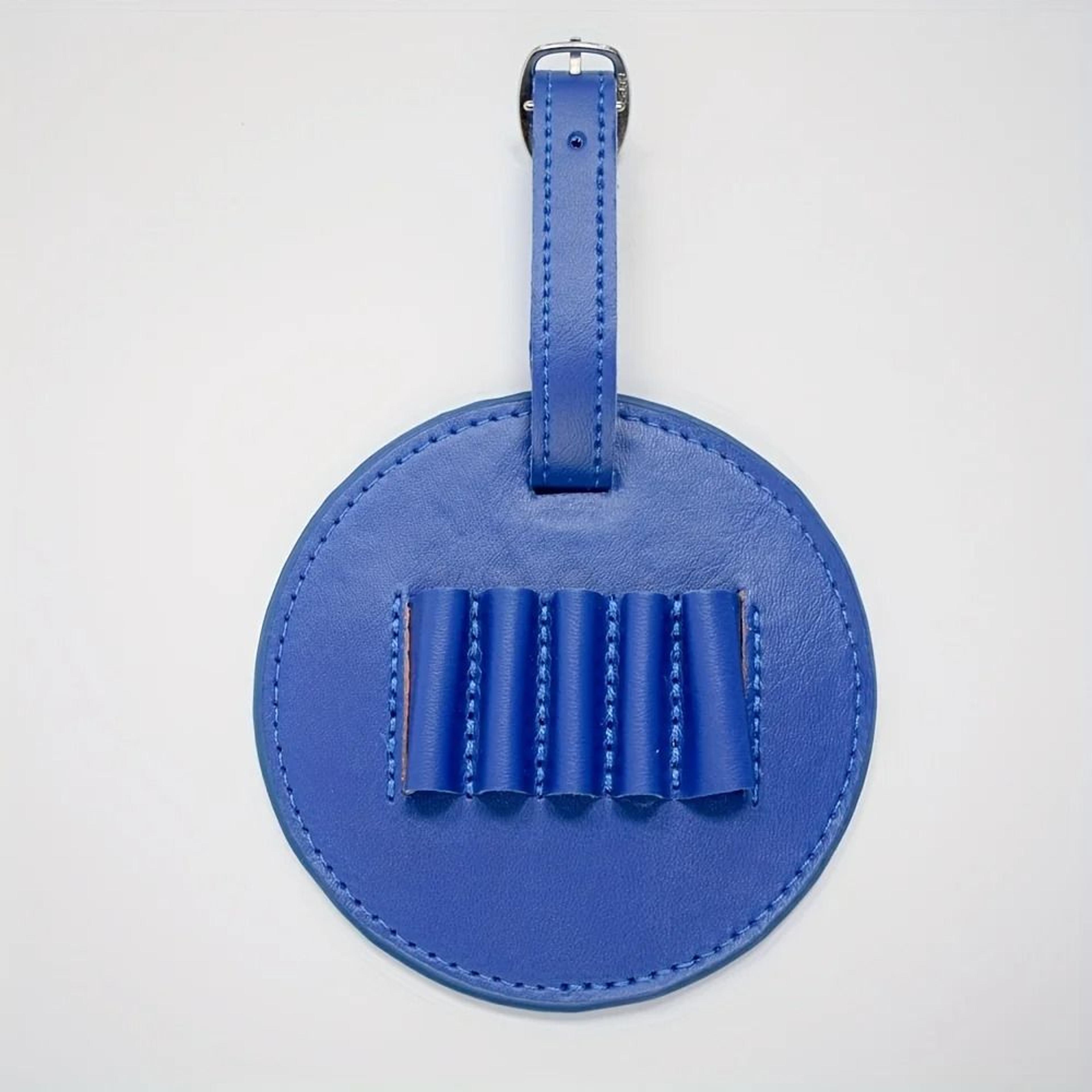 Round Golf Ball And Tee Leather Storage Cover With Loop Buckle 7