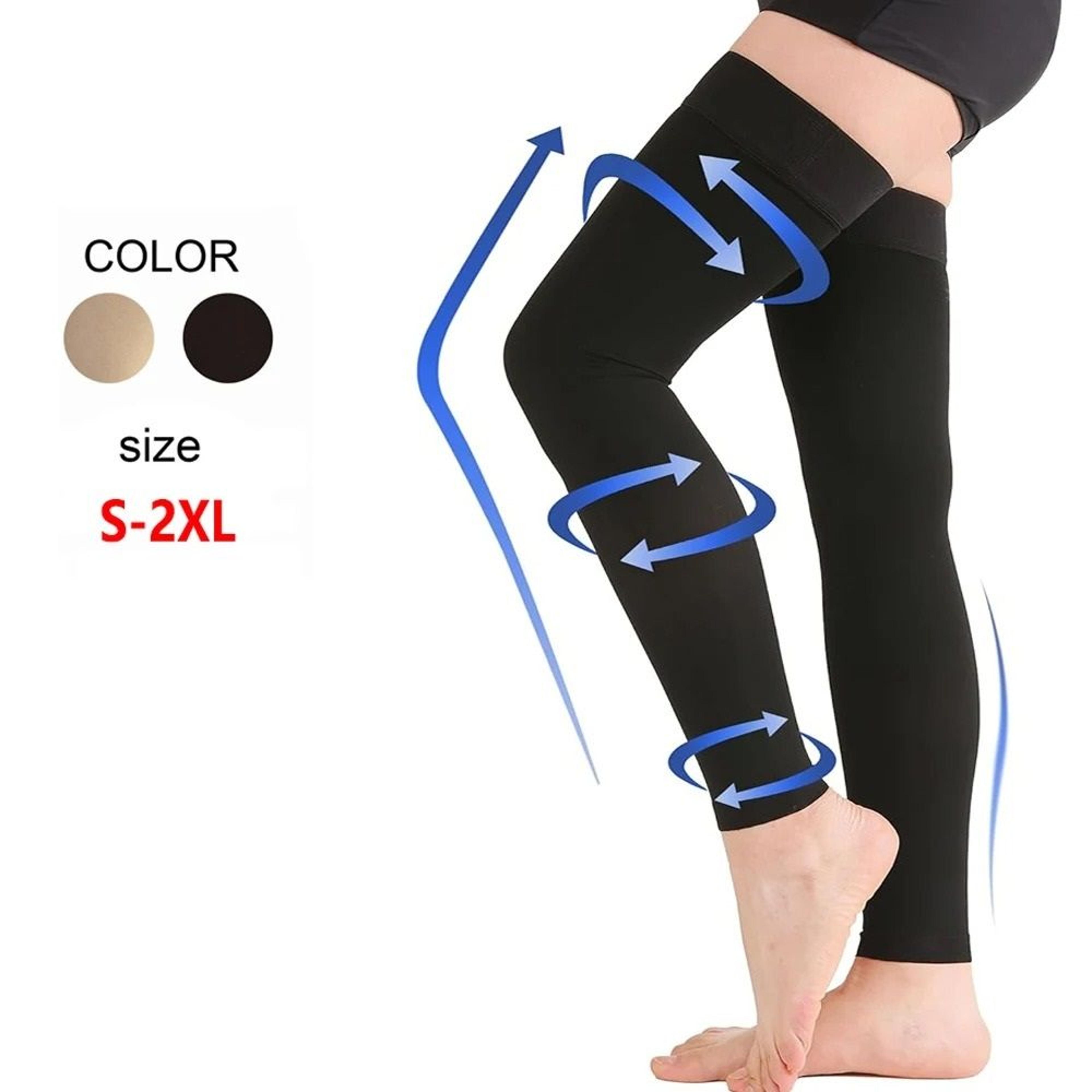 1 Pair ThighHigh Footless Compression Stockings With Silicone Grip Top 1