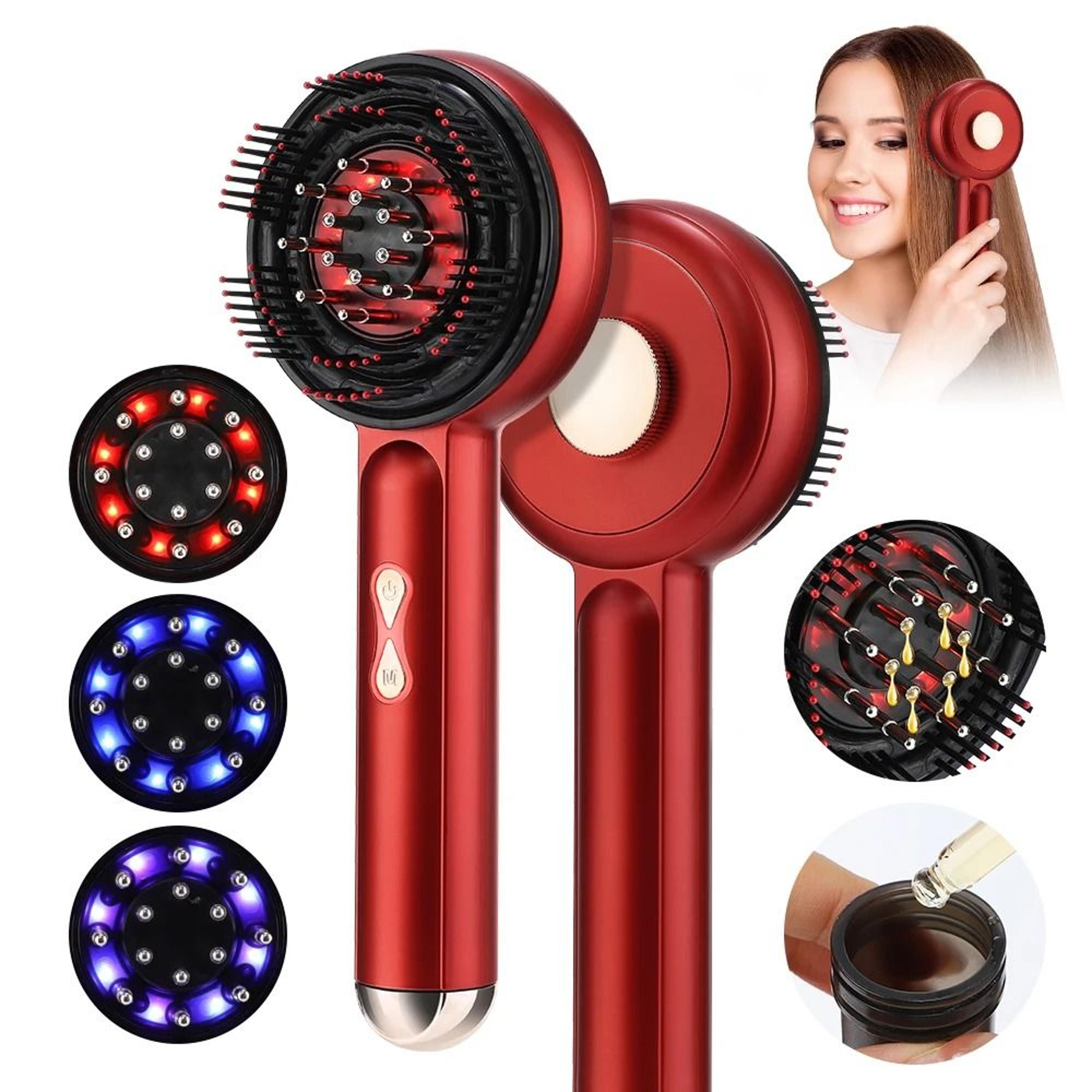 electric scalp massager & oil applicator comb with 660nm red light therapy