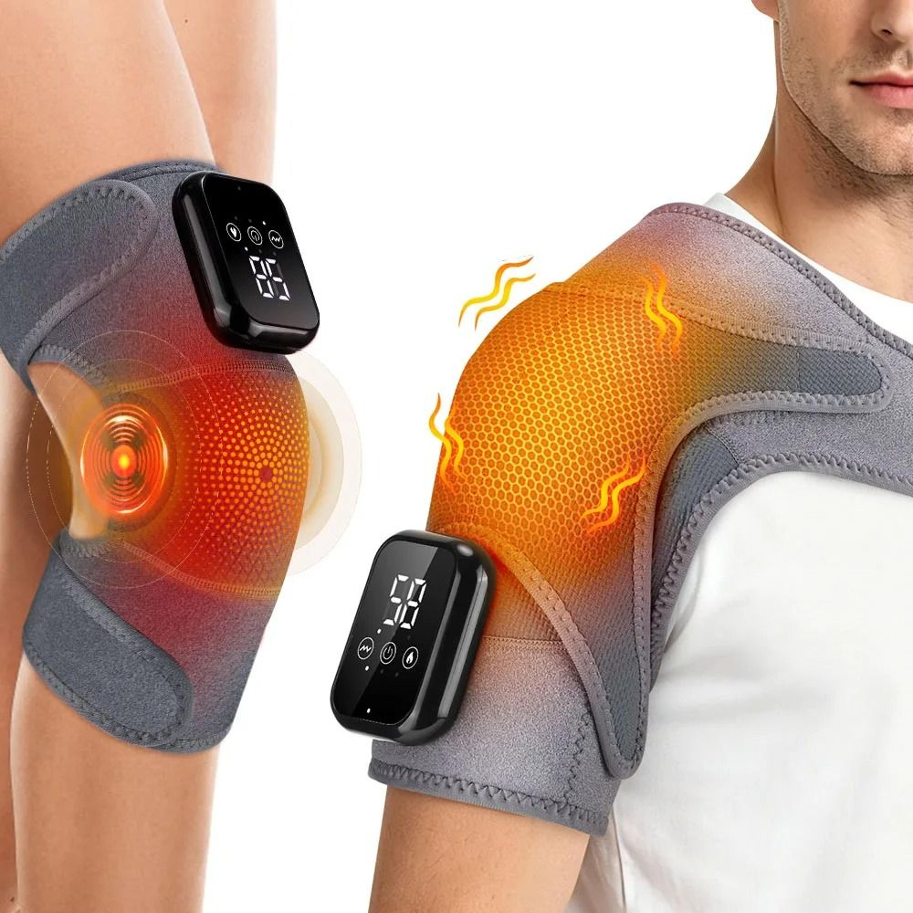 3-in-1 cordless heated massager set with 3 vibration modes and 3 heat levels for shoulder, knee, and wrist