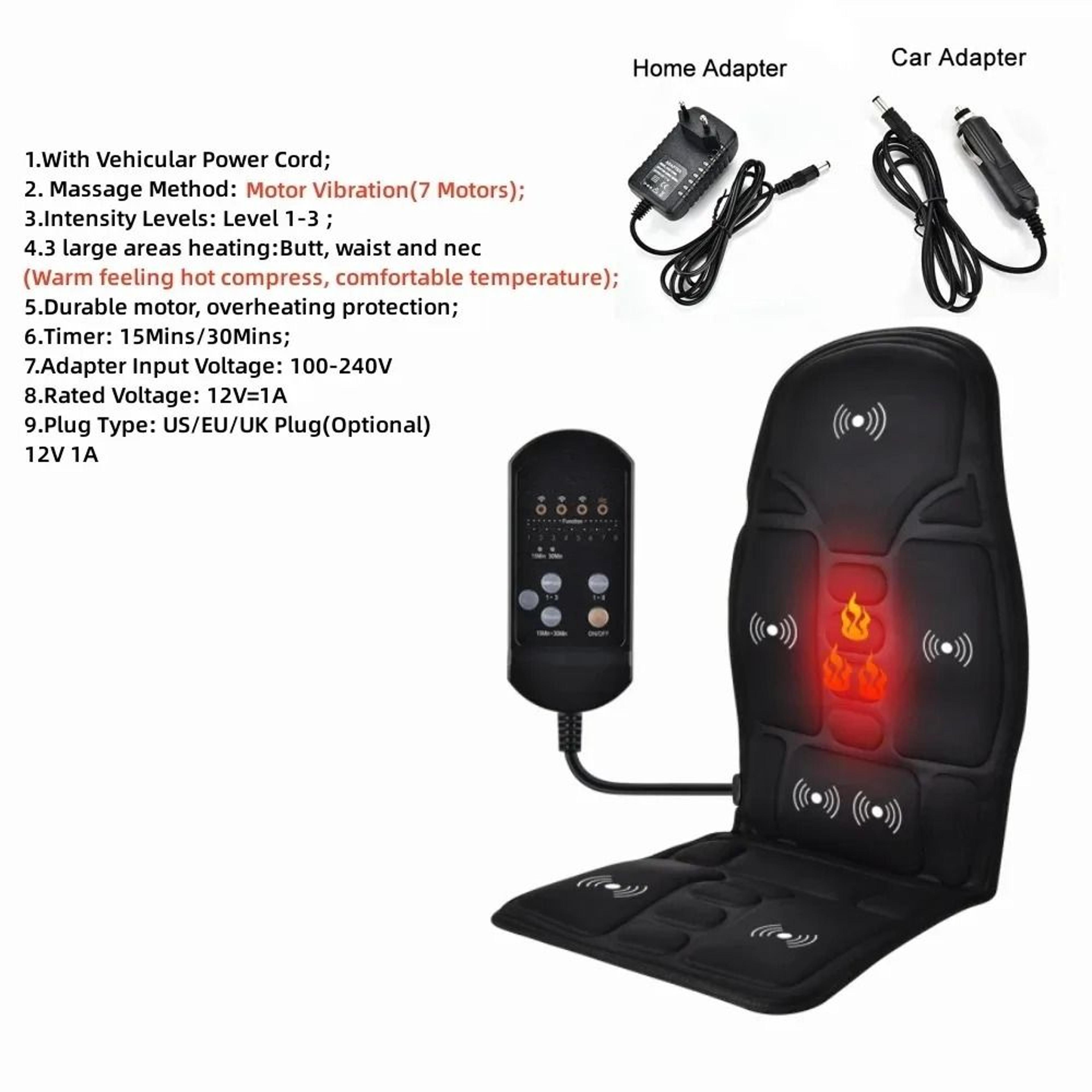 Electric Heating Vibrating Massager Pad Seat Cushion For Back Shoulder And Lumbar Relief 6