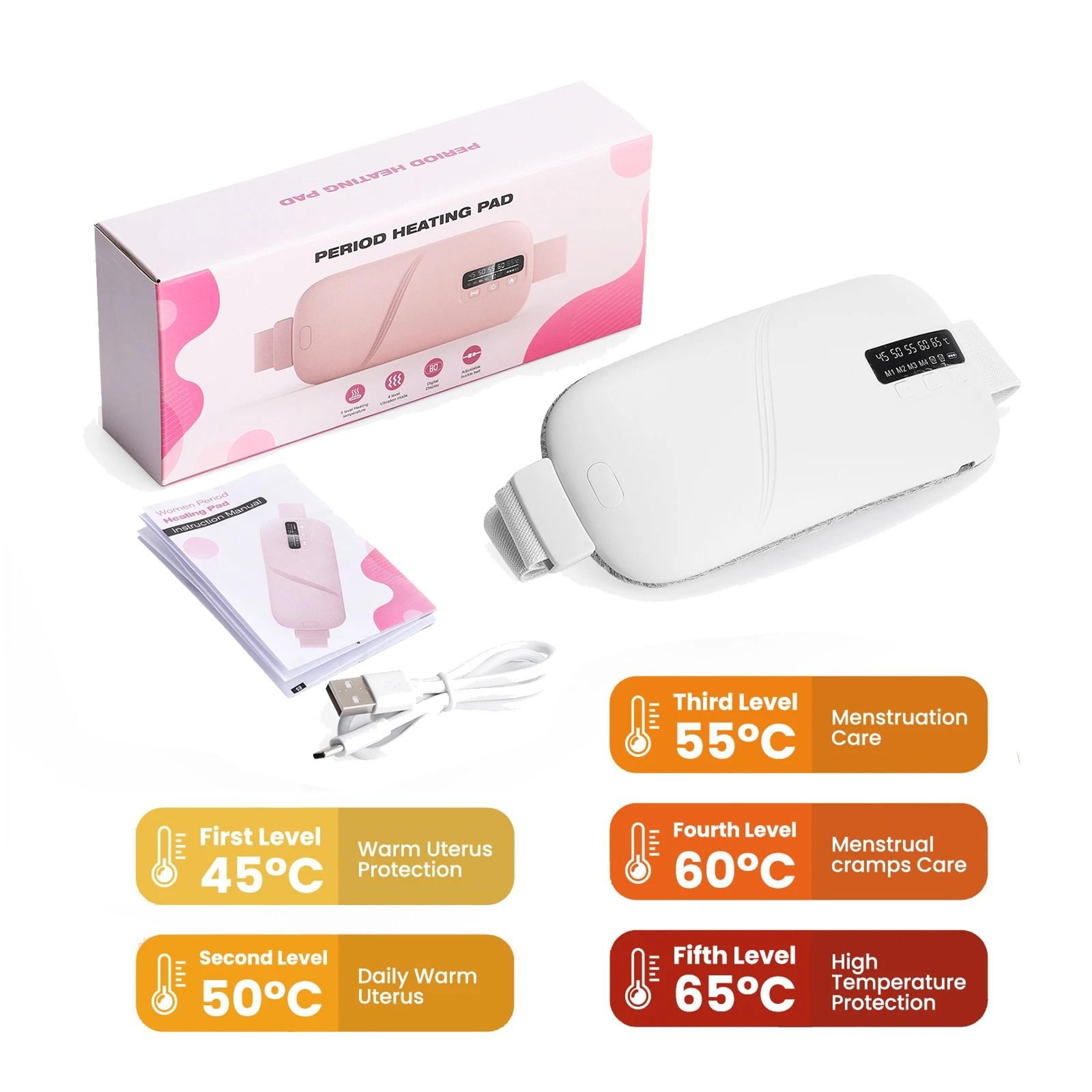 Electric Menstrual Heating Pad Period Cramp Massager Belt USB Rechargeable Abdominal Warmer 9