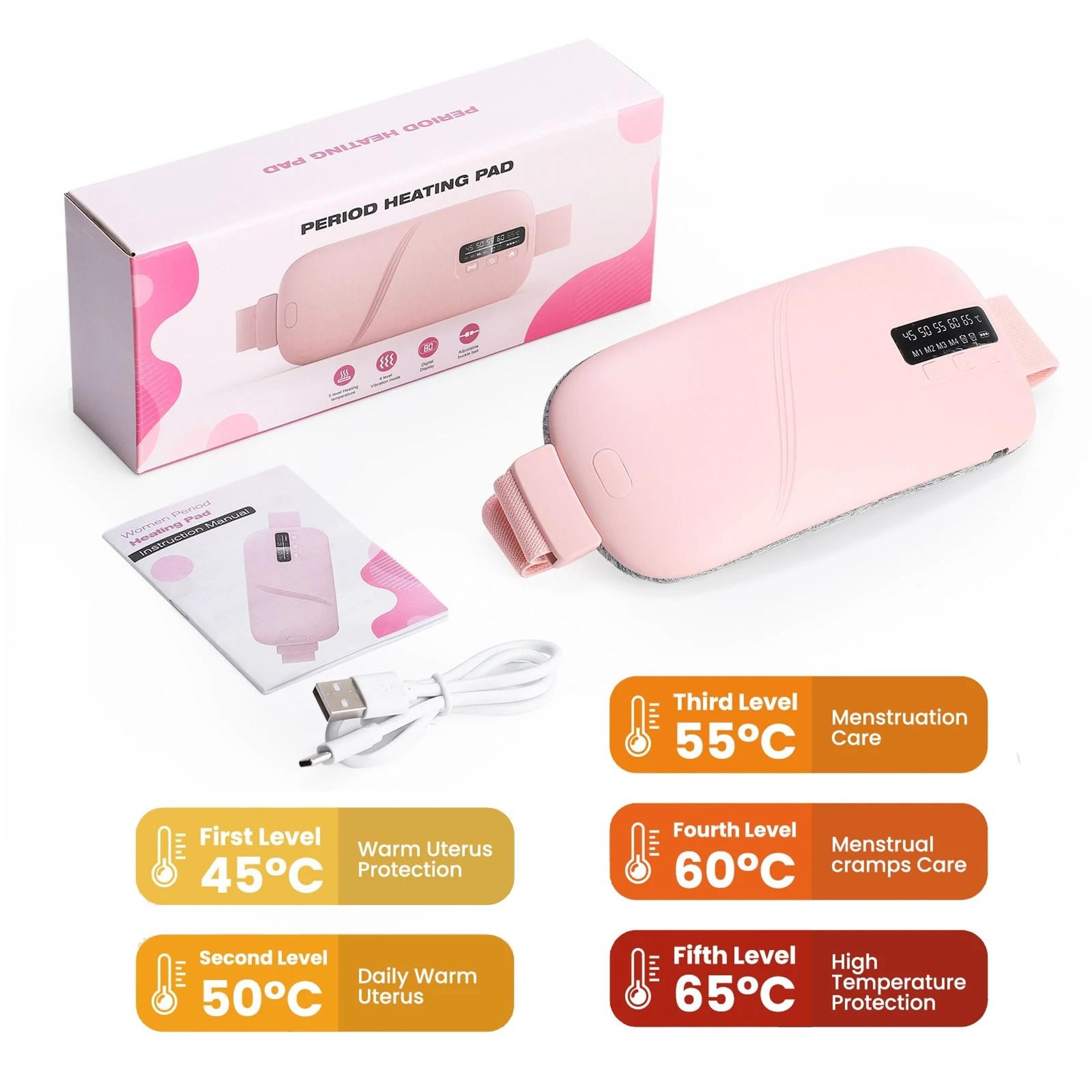 Electric Menstrual Heating Pad Period Cramp Massager Belt USB Rechargeable Abdominal Warmer 6