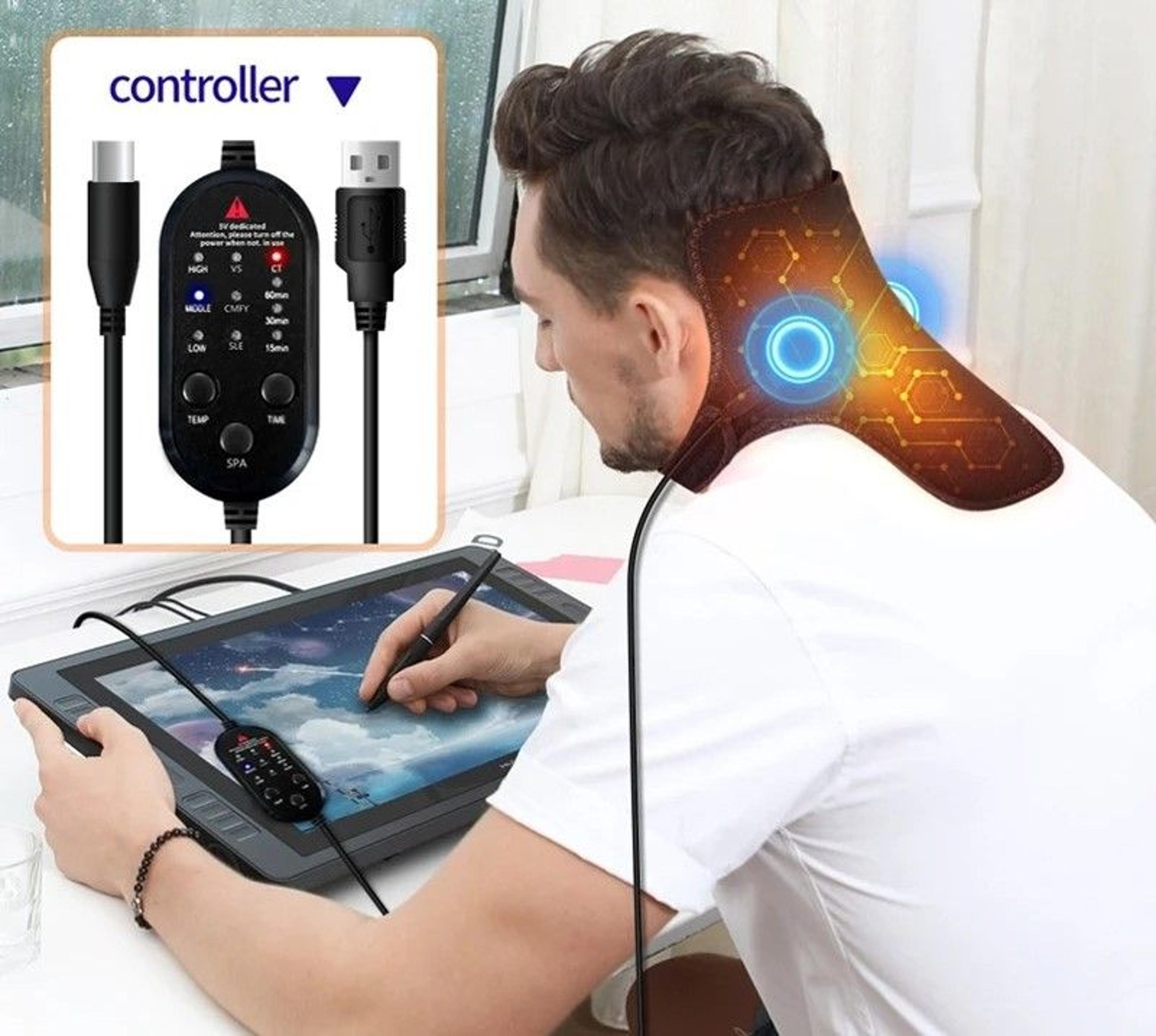 Electric Heated Neck Brace Massager Belt  3 Adjustable Temperature Levels  Soothing Vibration Suppo 3