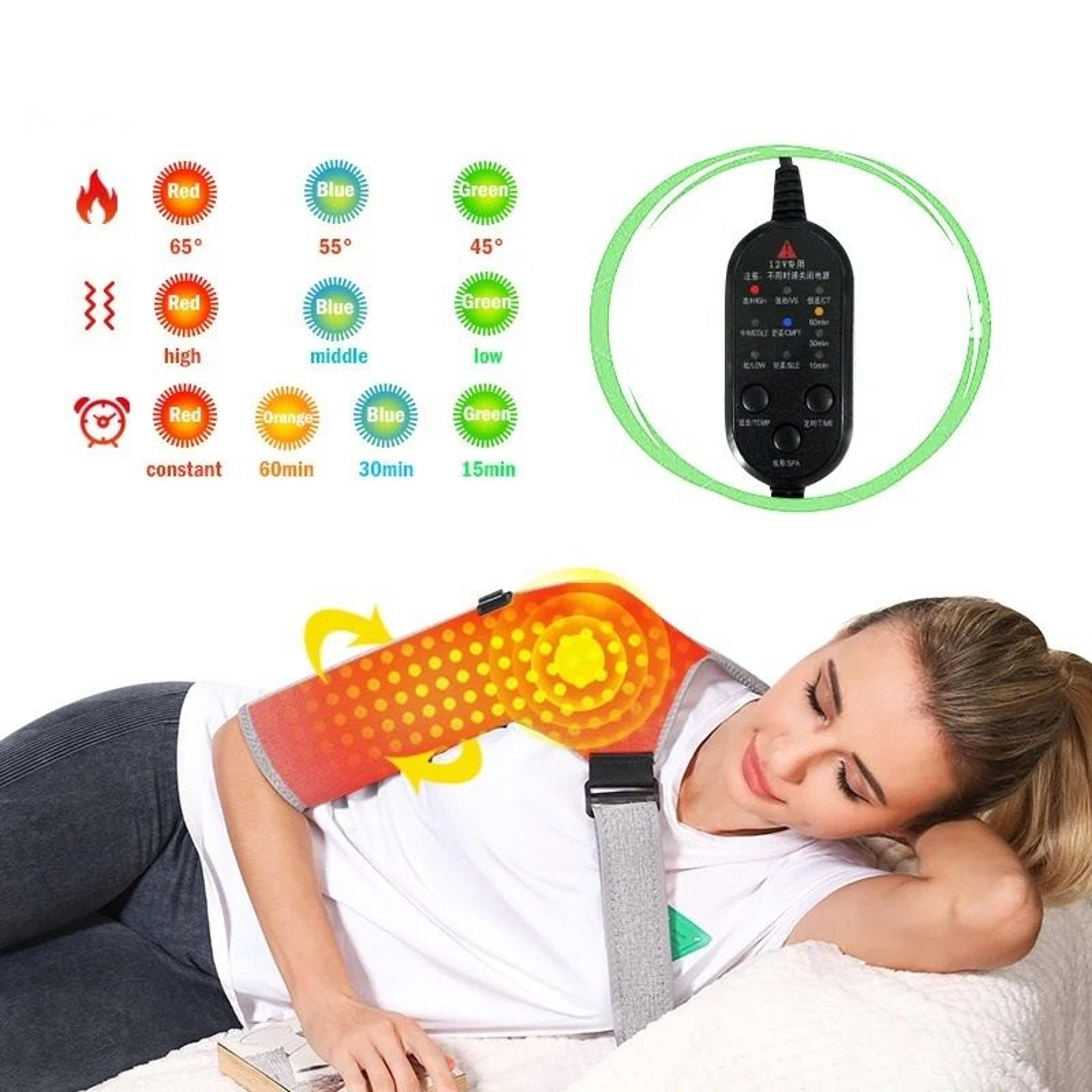 Red Light Heating Massage Shoulder Support Brace  3Speed Vibration  Thermal Compress Belt For Muscl 2