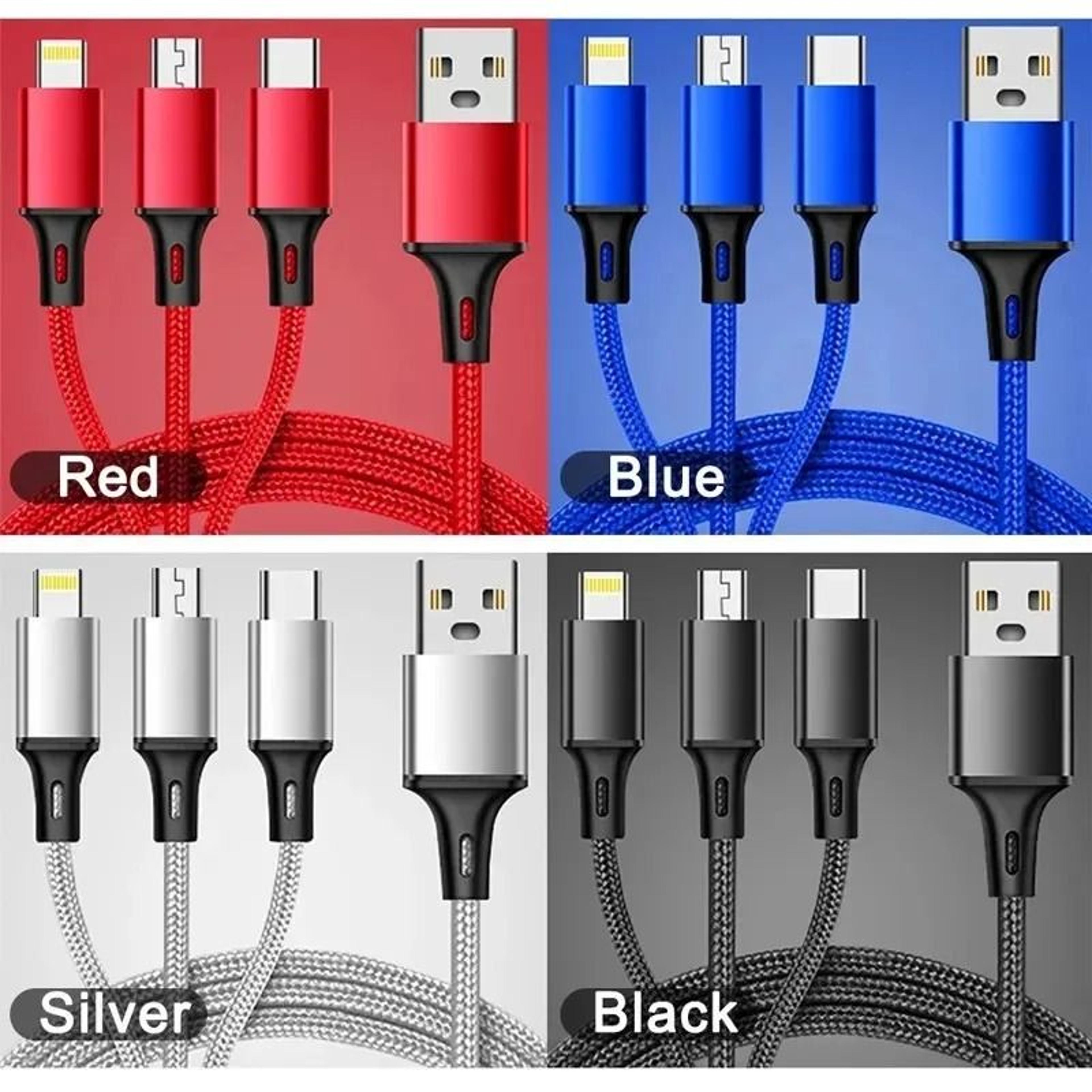 3 In 1 Universal Multi USB Fast Charging Cable 1 Or 3 Pack 0