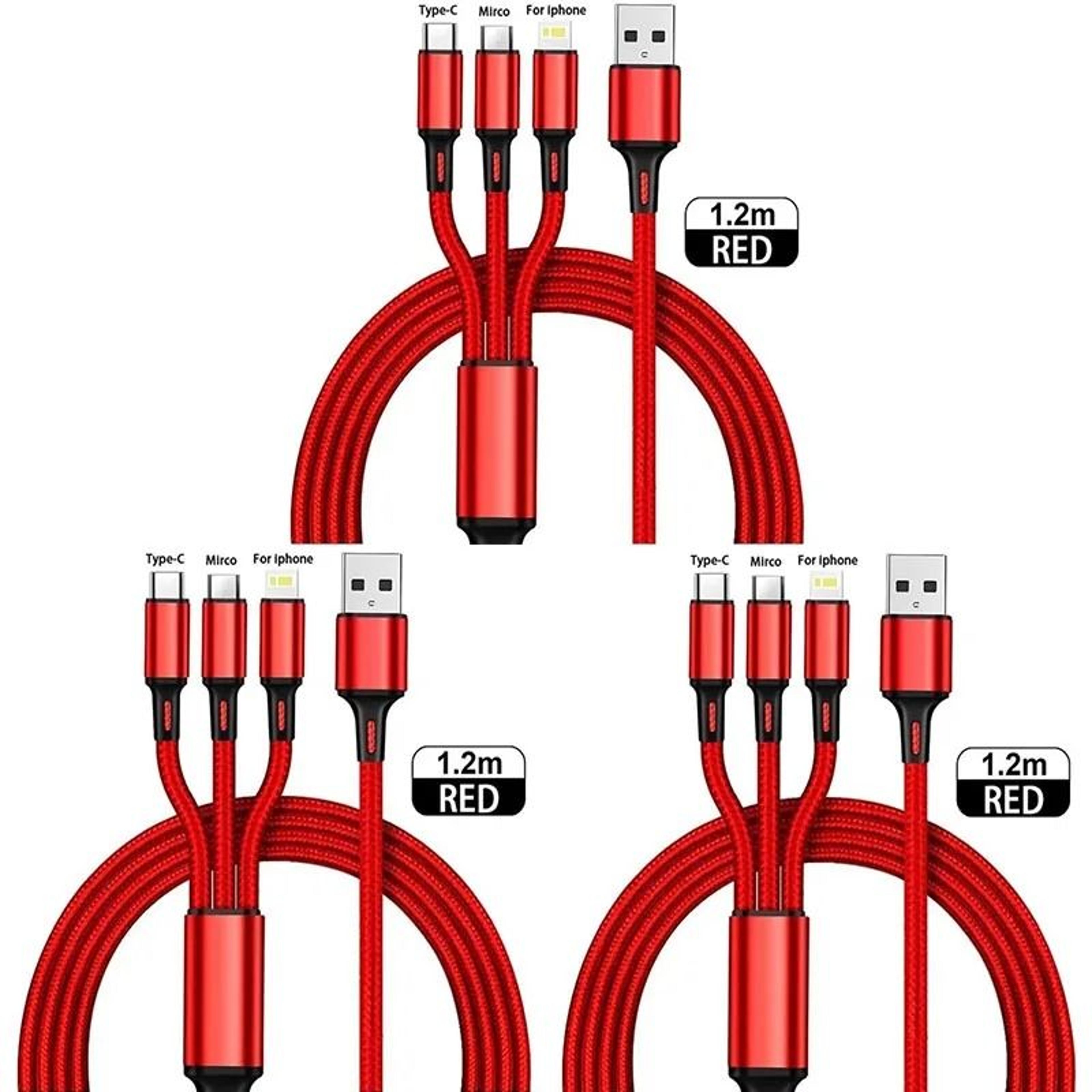 3 In 1 Universal Multi USB Fast Charging Cable 1 Or 3 Pack 23