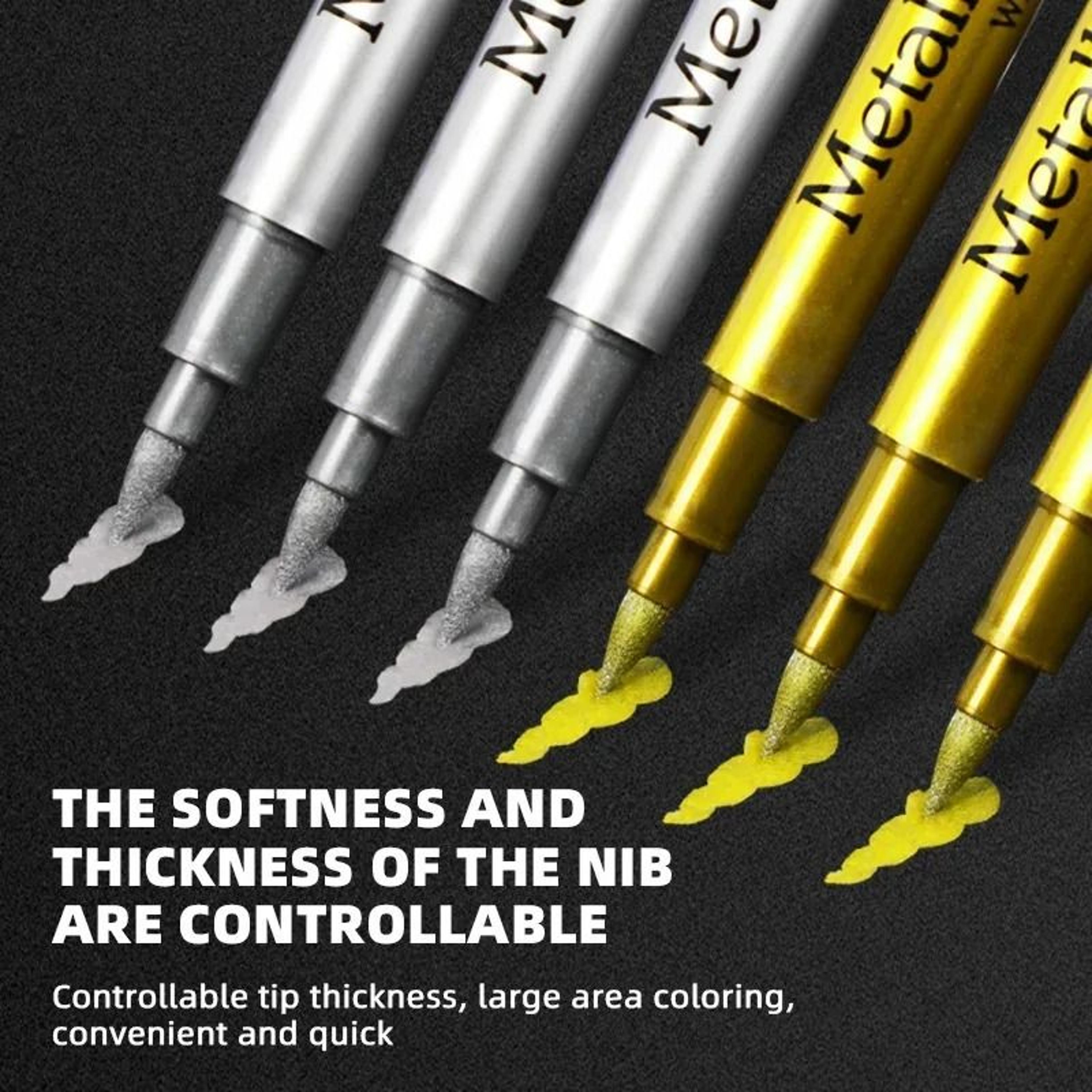 Metallic Brush Marker Pens Set In Gold And Silver 1 2 3 Or 4 Pcs 2