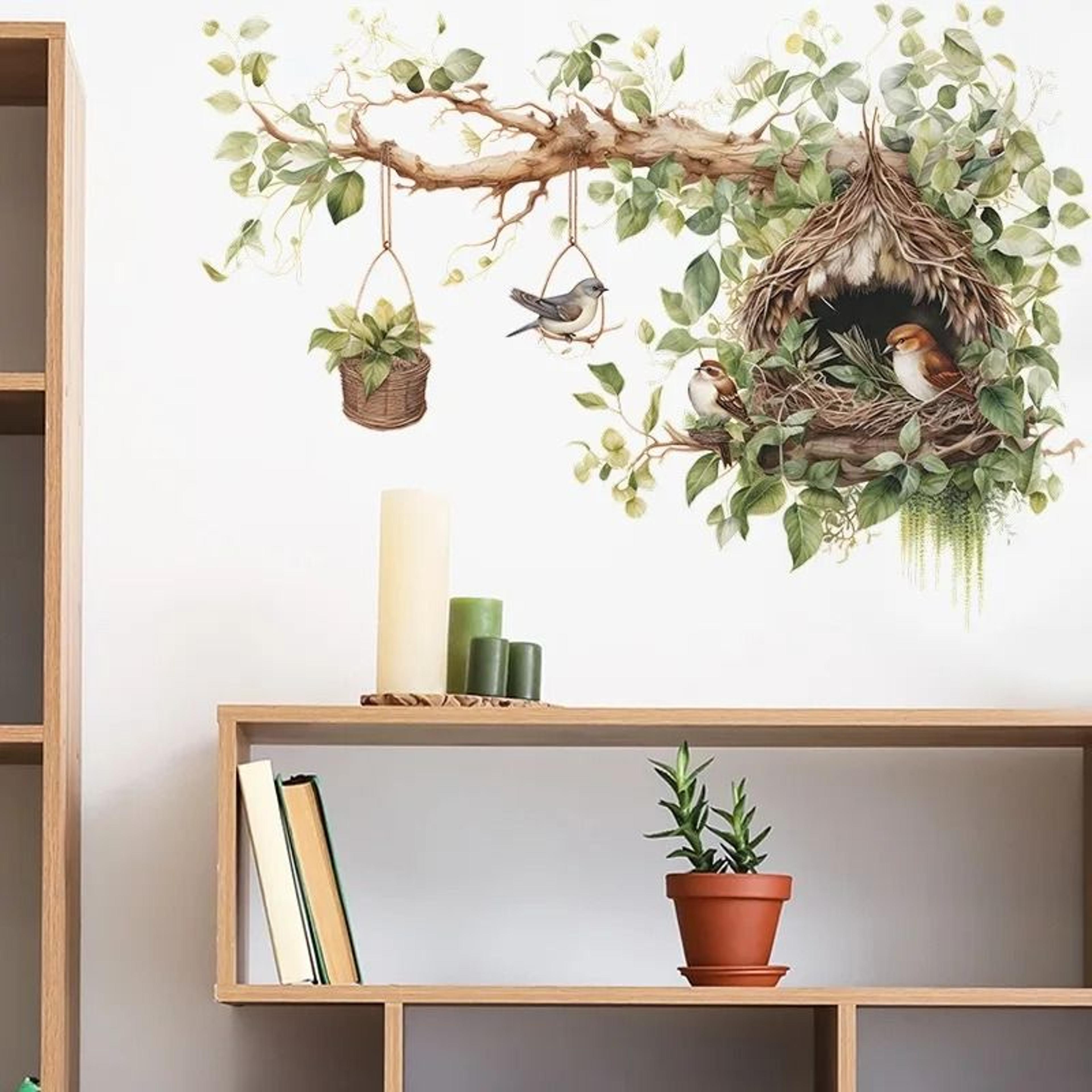 Lovely Birds On Tree Branch Wall Sticker With Nest  SelfAdhesive Removable Vinyl Wall Decal 4