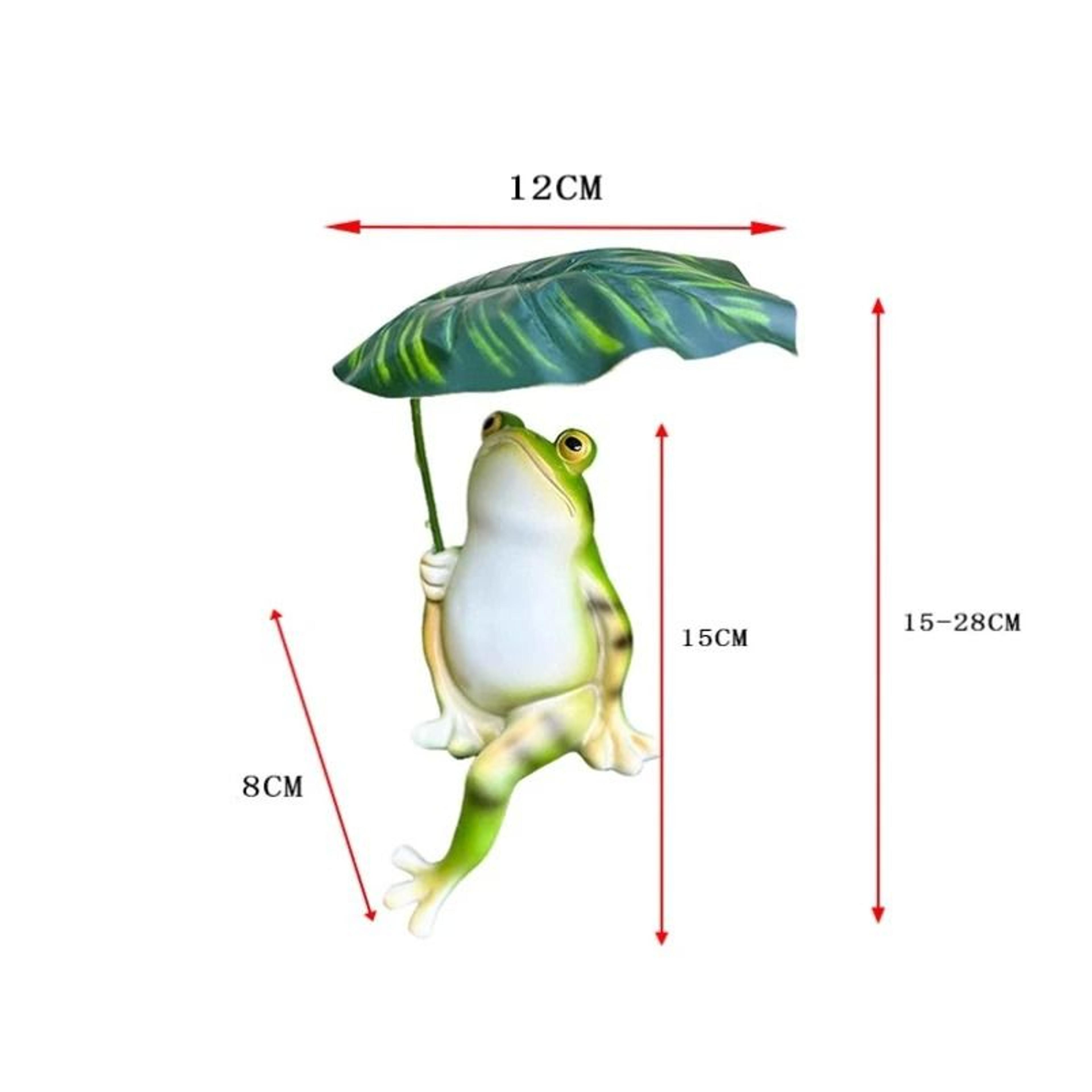 Cartoon Leaf Umbrella Frog Garden Statue  Outdoor Lawn Figurine  Fish Tank Ornament 5
