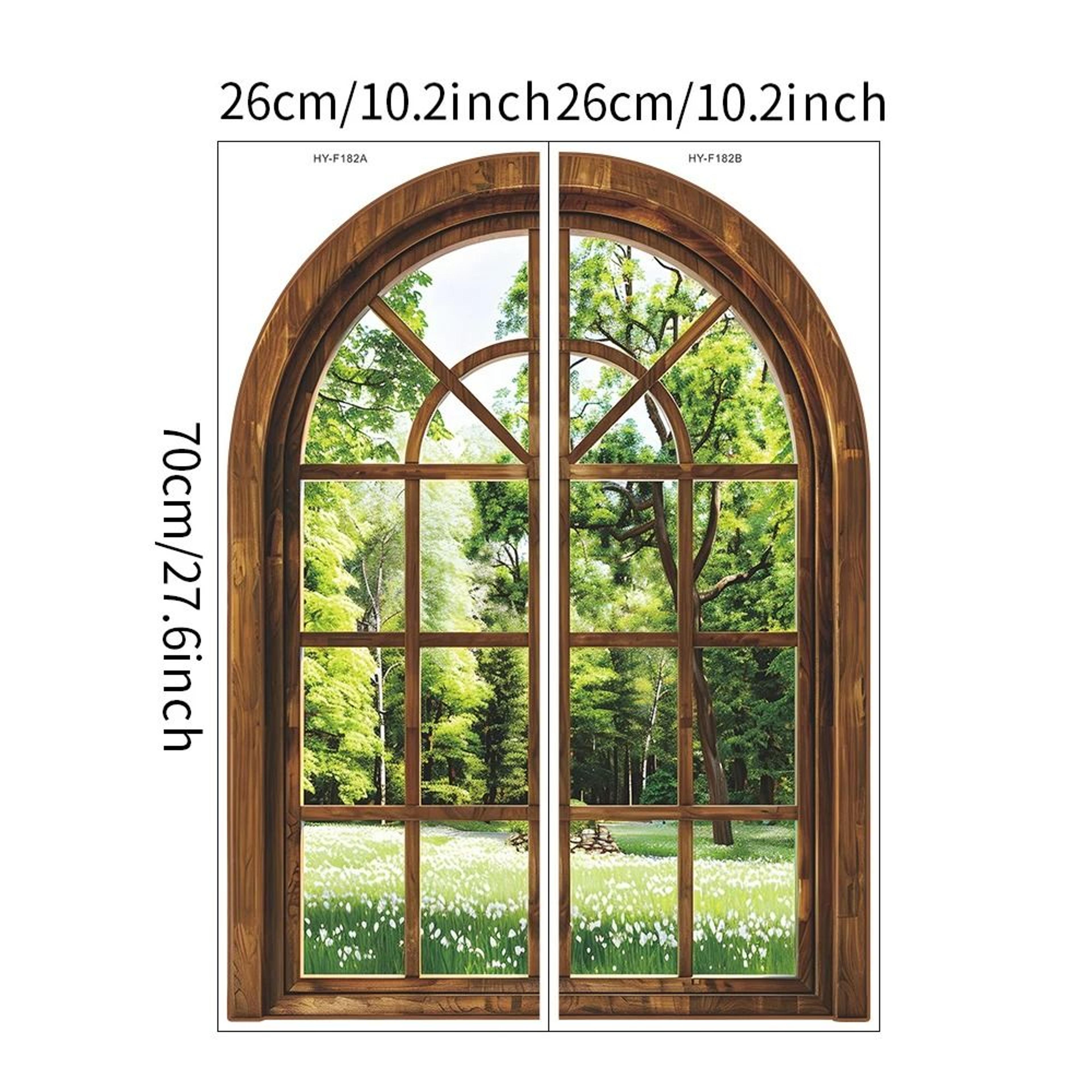 3D Fake Window Wall Sticker  Removable Green Plant Landscape Art Decal 6