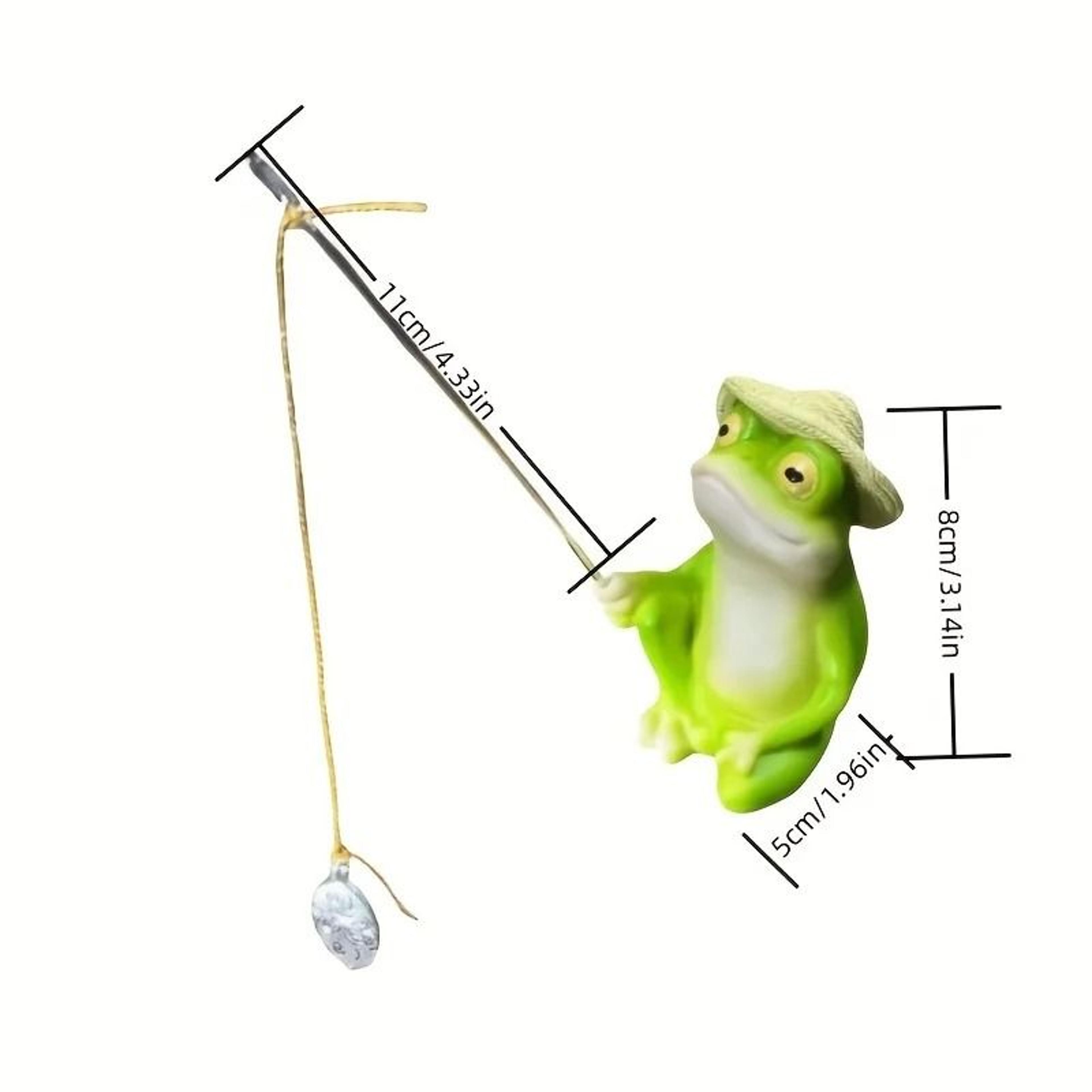 Cartoon Frog Fishing Figurine Creative Cute Resin Animal Sculpture Ornament 5