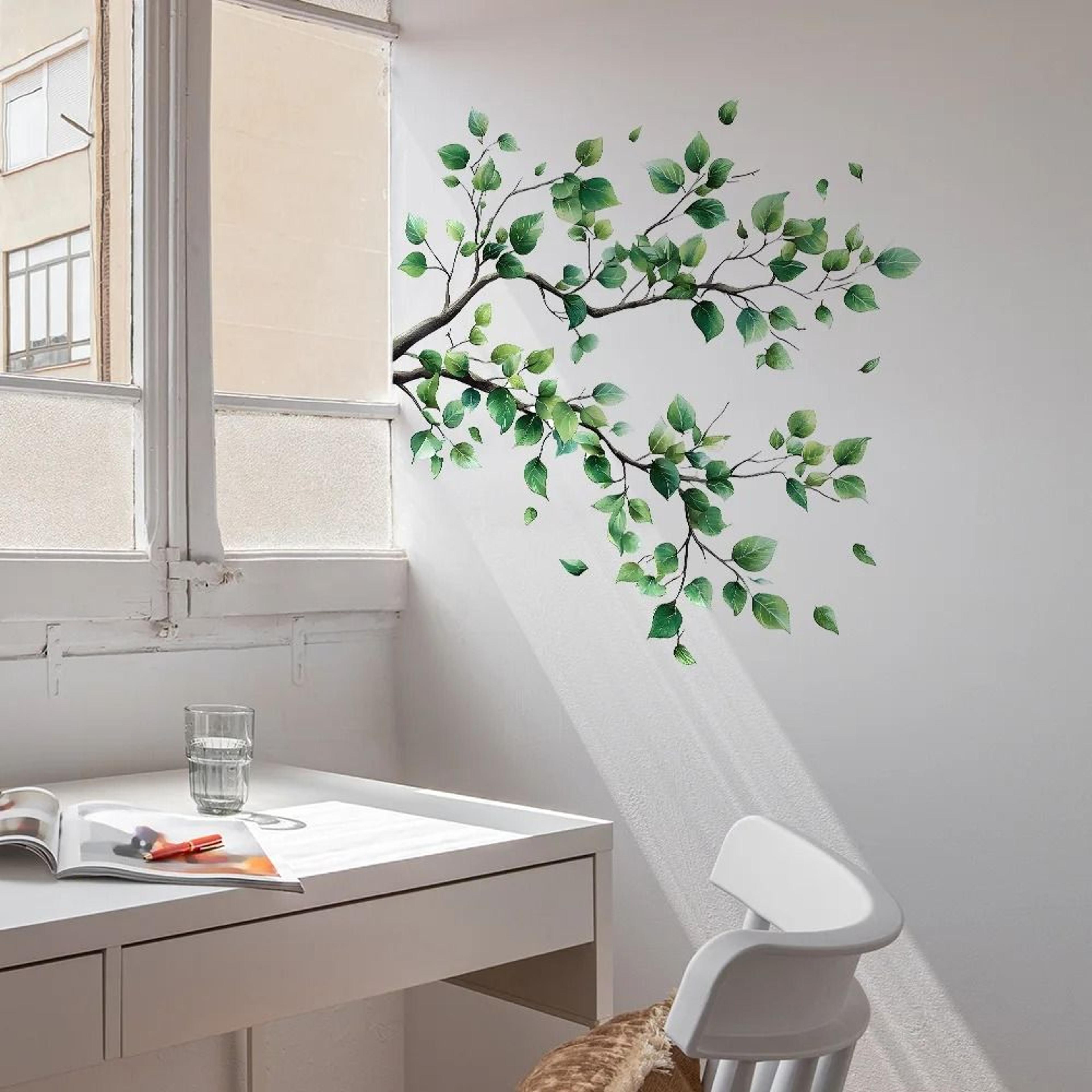 Branches And Leaves Wall Sticker  Self Adhesive Botanical Decal For Bathroom Toilet Living Room And 1