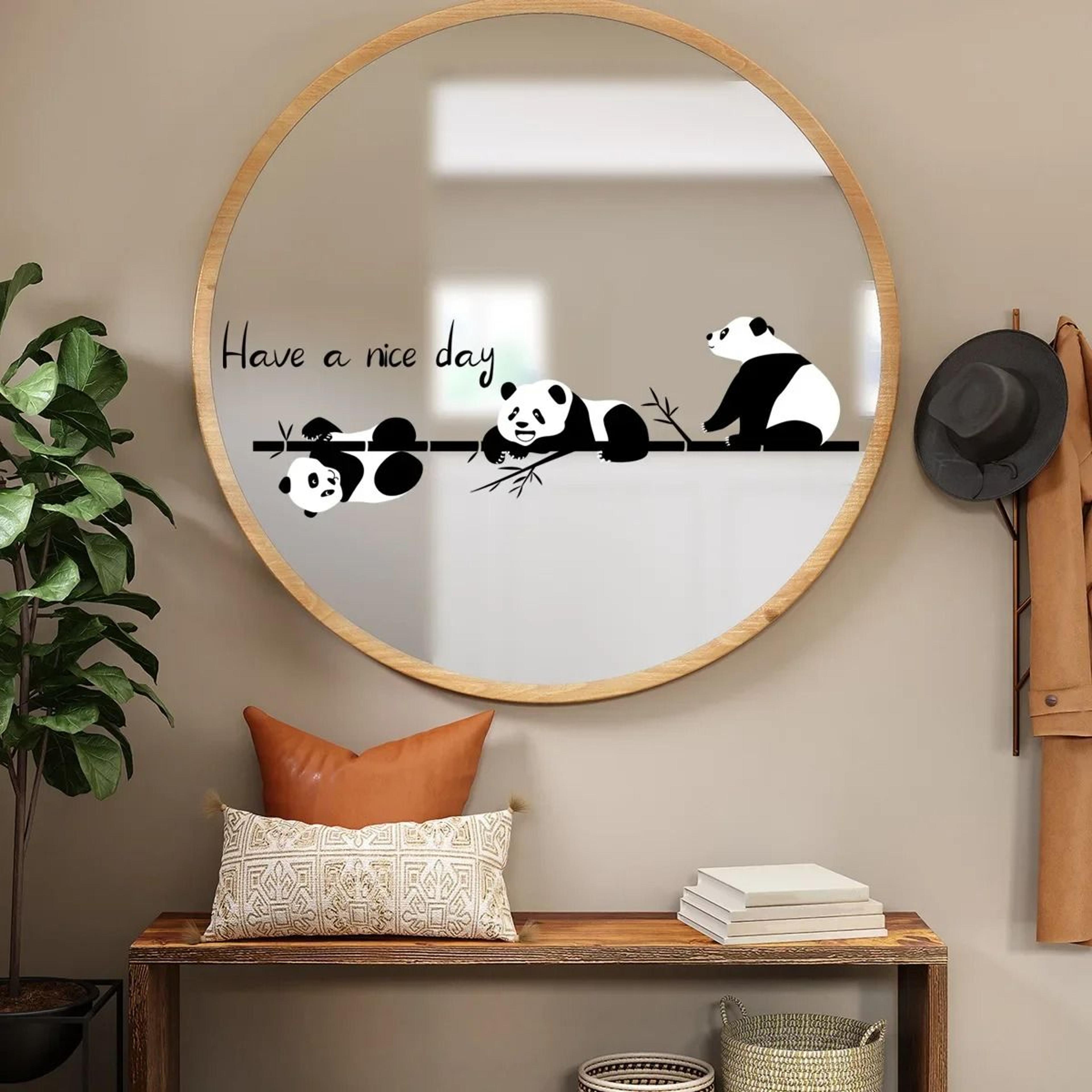 Cartoon Animal Switch Sticker  Bamboo Three Pandas Wall Sticker For Glass Window And Mirror Decor 2