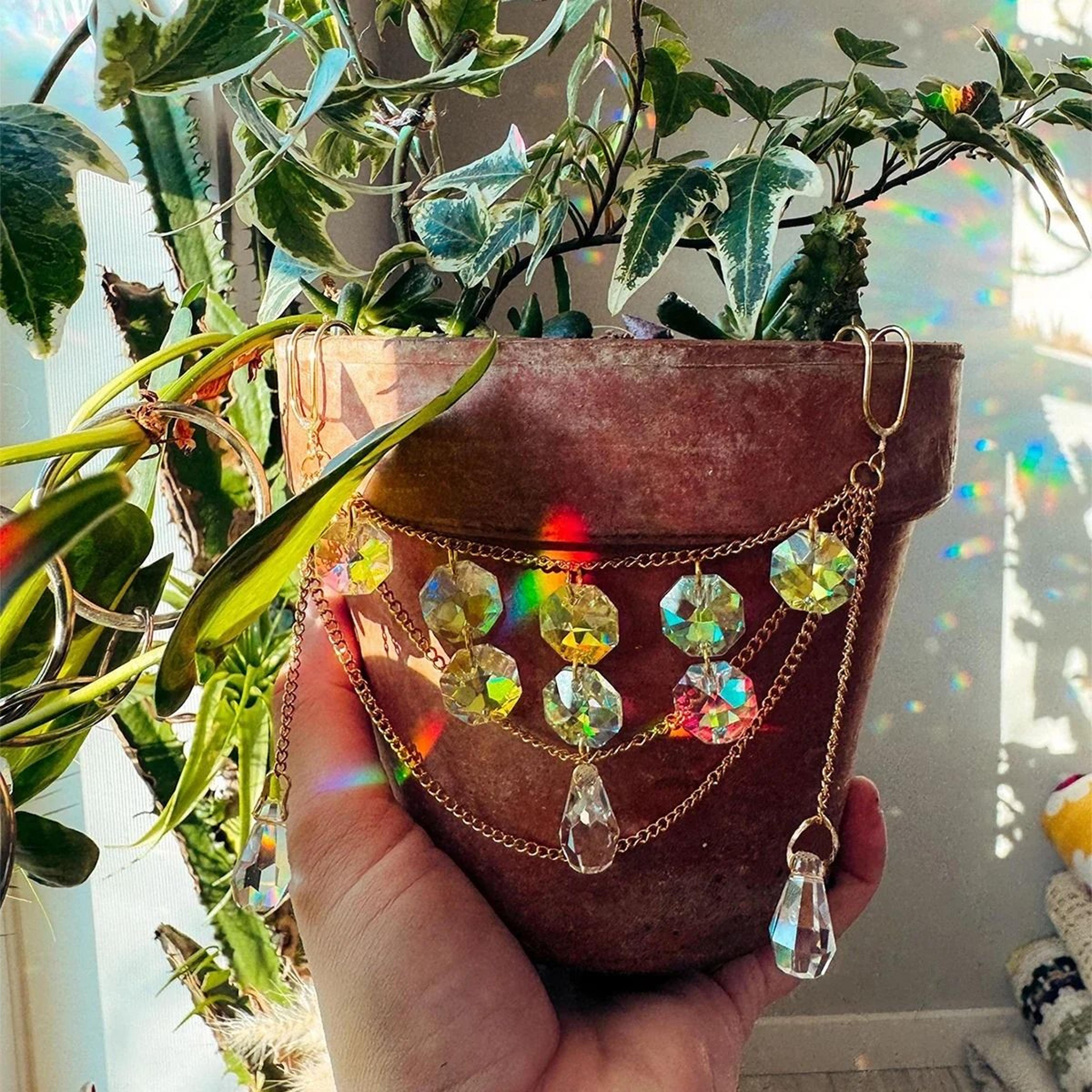 Crystal Sun Catcher Plant Pot Pendant  Decorative Prism Ornament For Indoor Pots  Outdoor Gardens 2