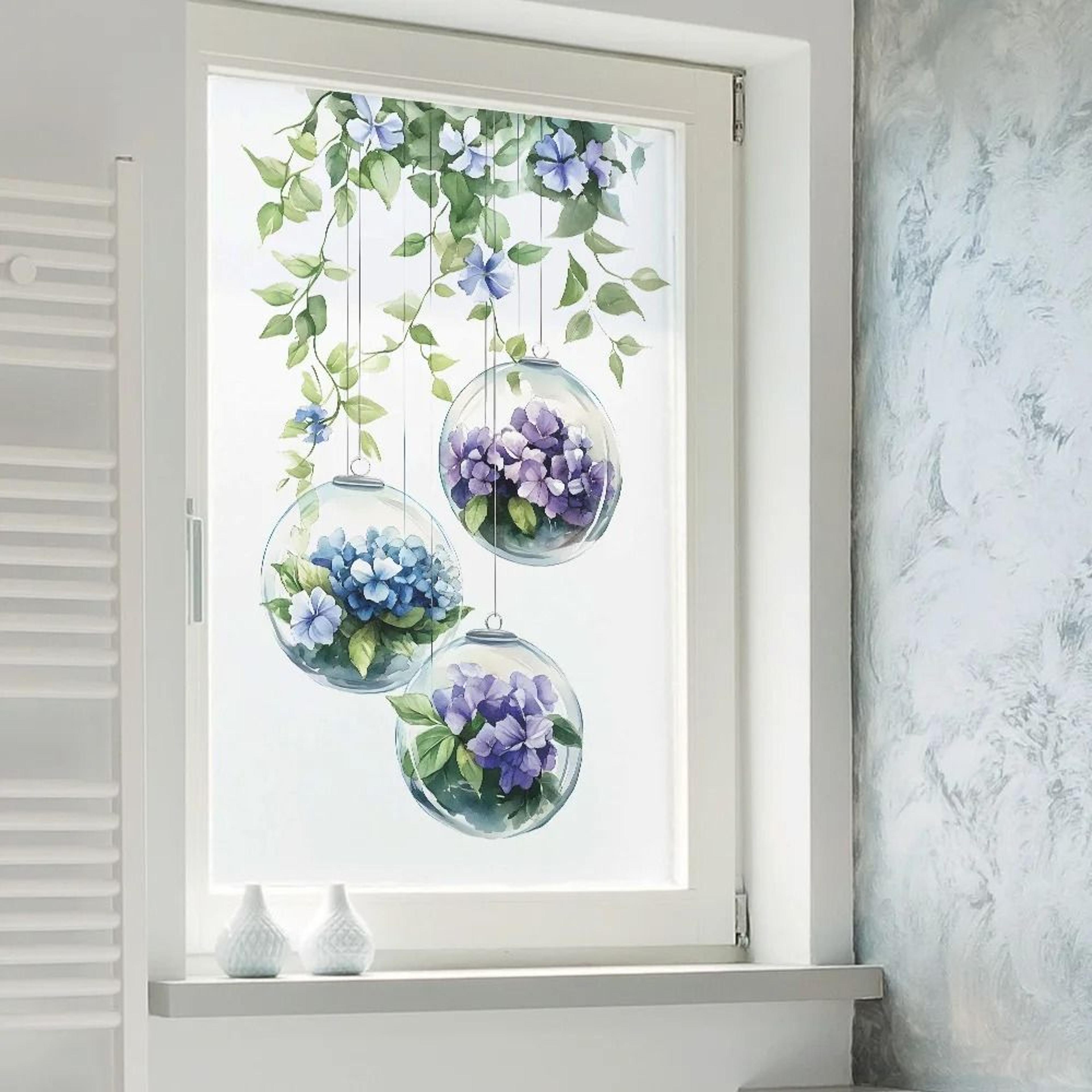 Hanging Floral And Green Leaf Wall Sticker  Removable Botanical Wall Decal For Home Decor 3