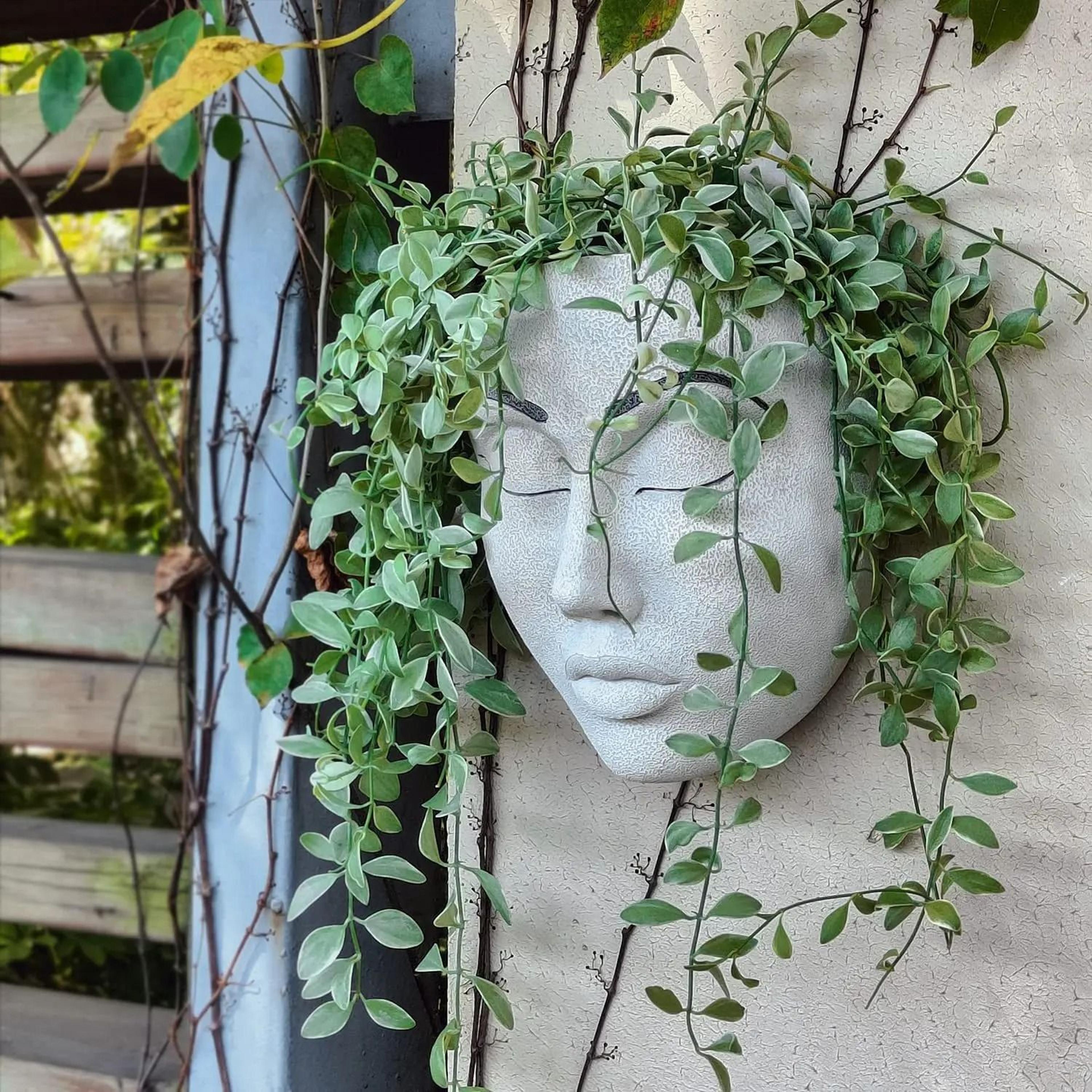 Resin Wall Hanging Face Flower Pot  Creative Human Face Planter Vase For Indoor  Outdoor Wall Decor 3