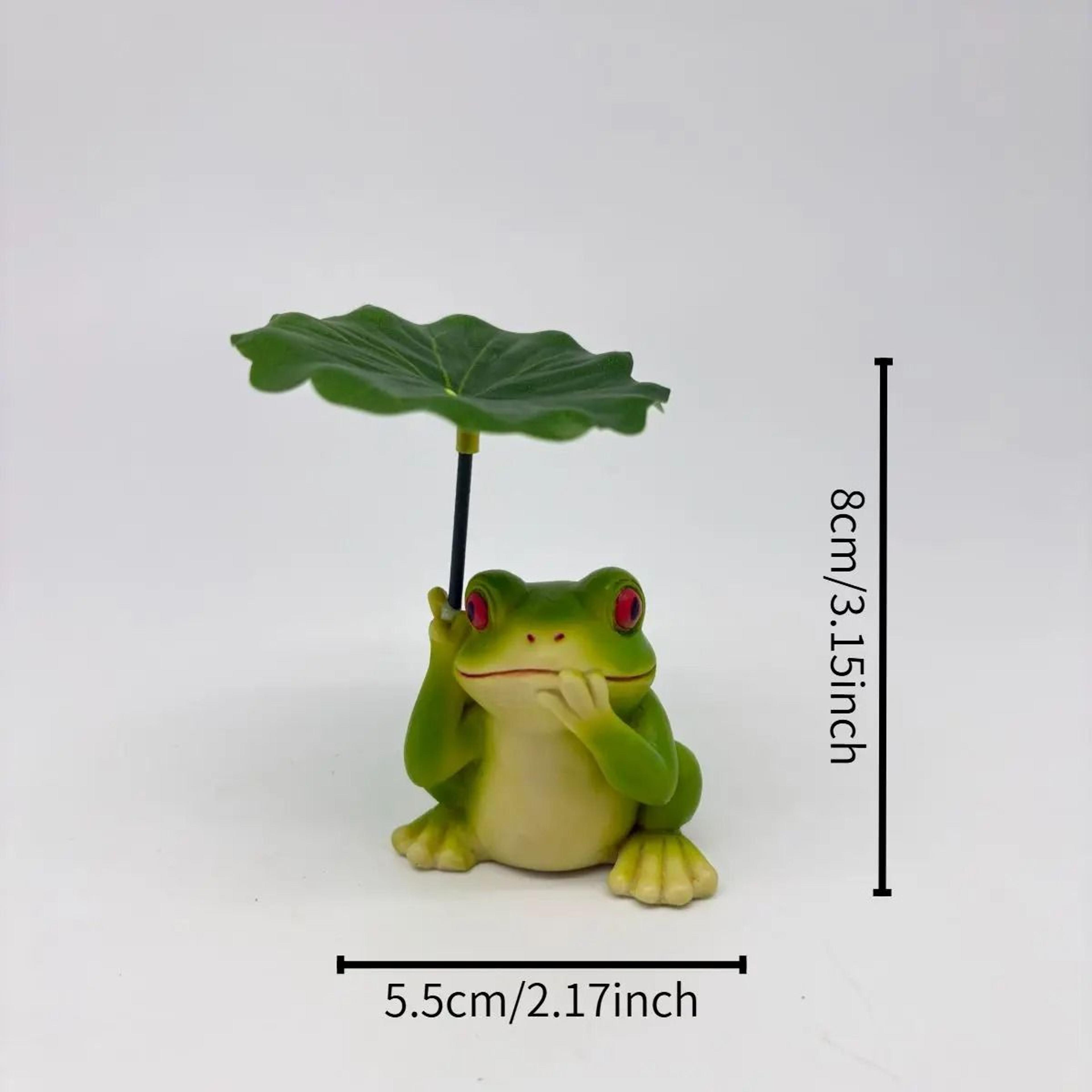 Garden Frog Statue With Lotus Leaf Umbrella  Whimsical Outdoor Resin Figurine For Patio  Yard Decor 6