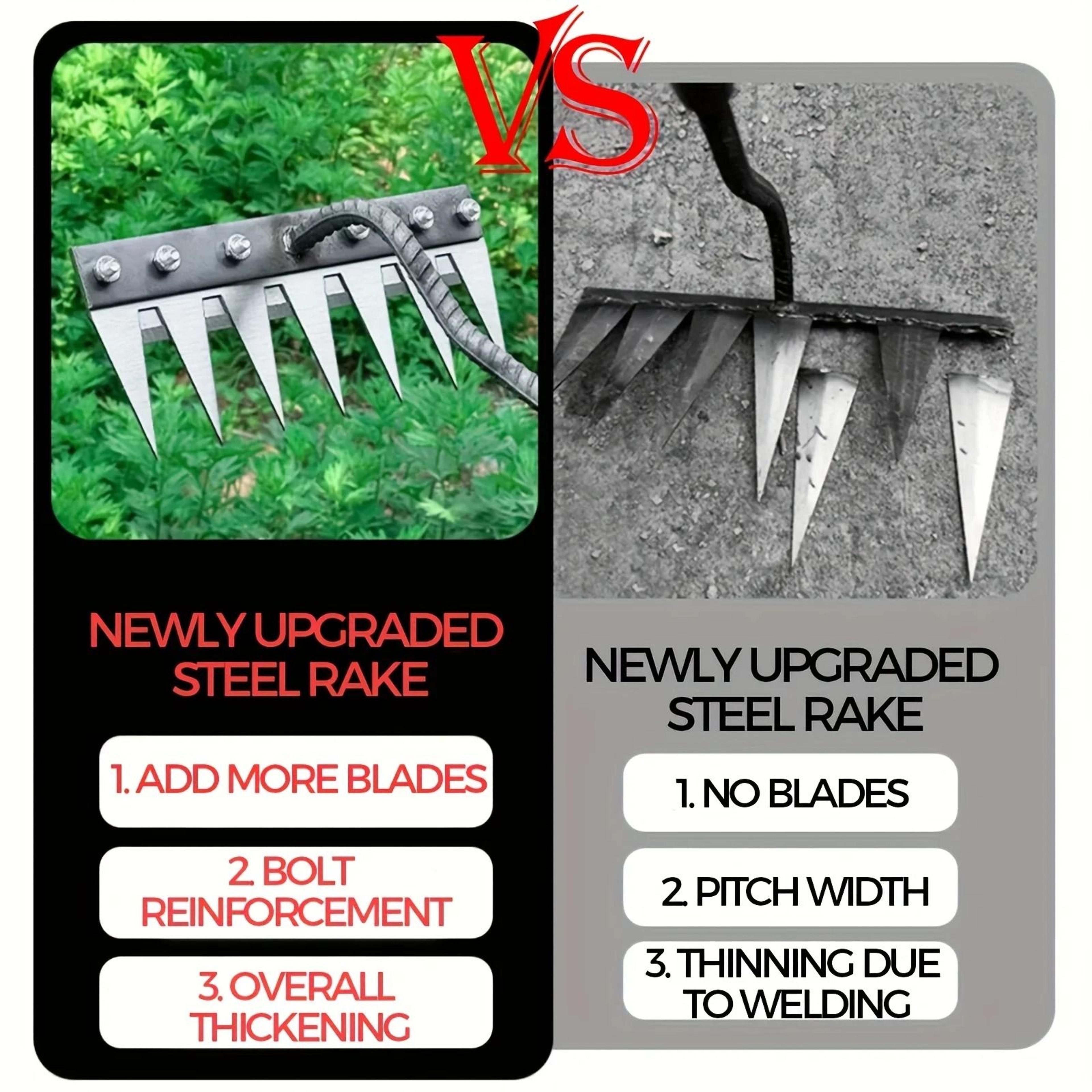 Heavy Duty 7 Teeth Steel Weeding Rake  Multifunctional Garden Hoe Tool Head For Soil Loosening And  2