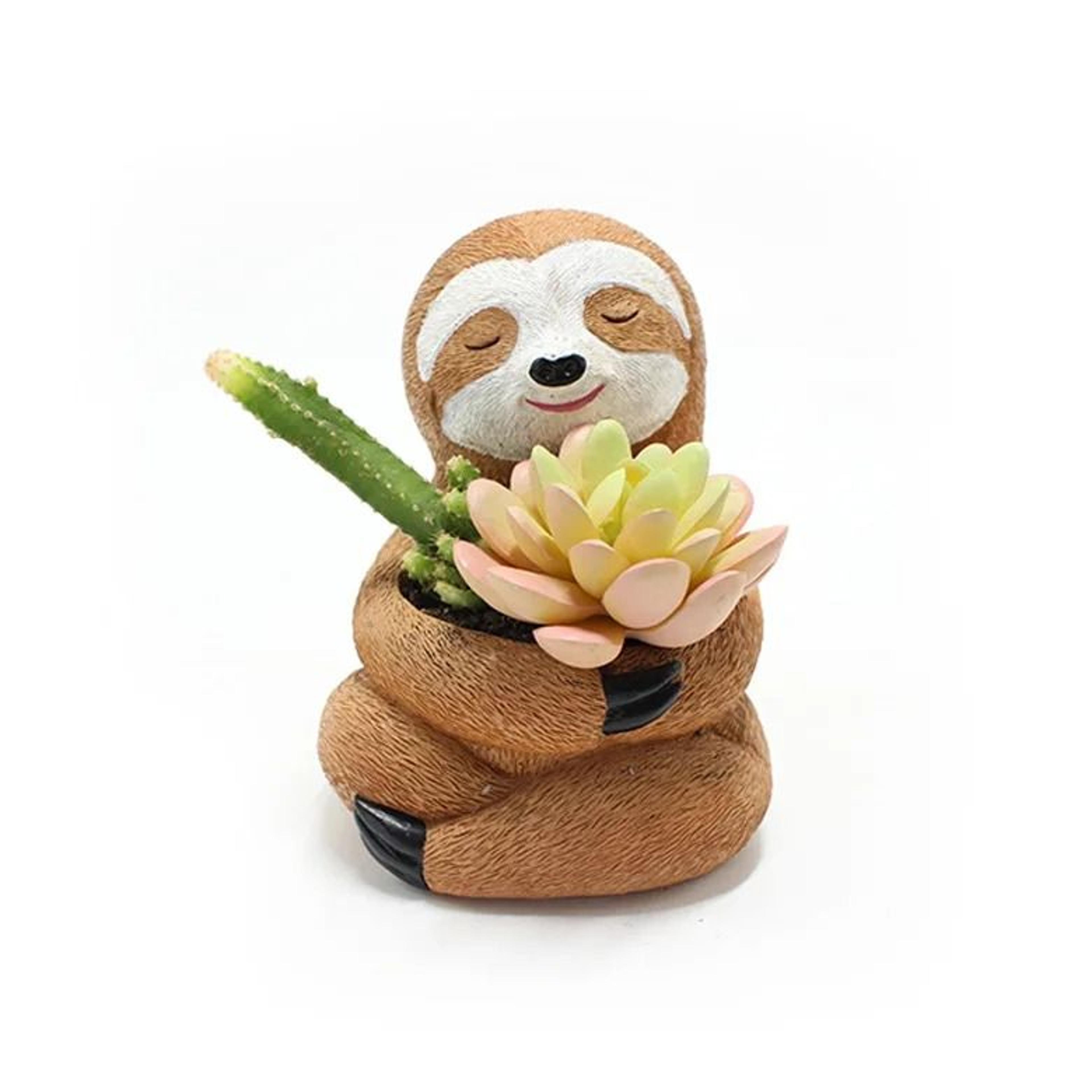 Cute Sloth Cartoon Animal Succulent Flower Pot  Decorative Resin Desktop Planter For Home And Garde 6