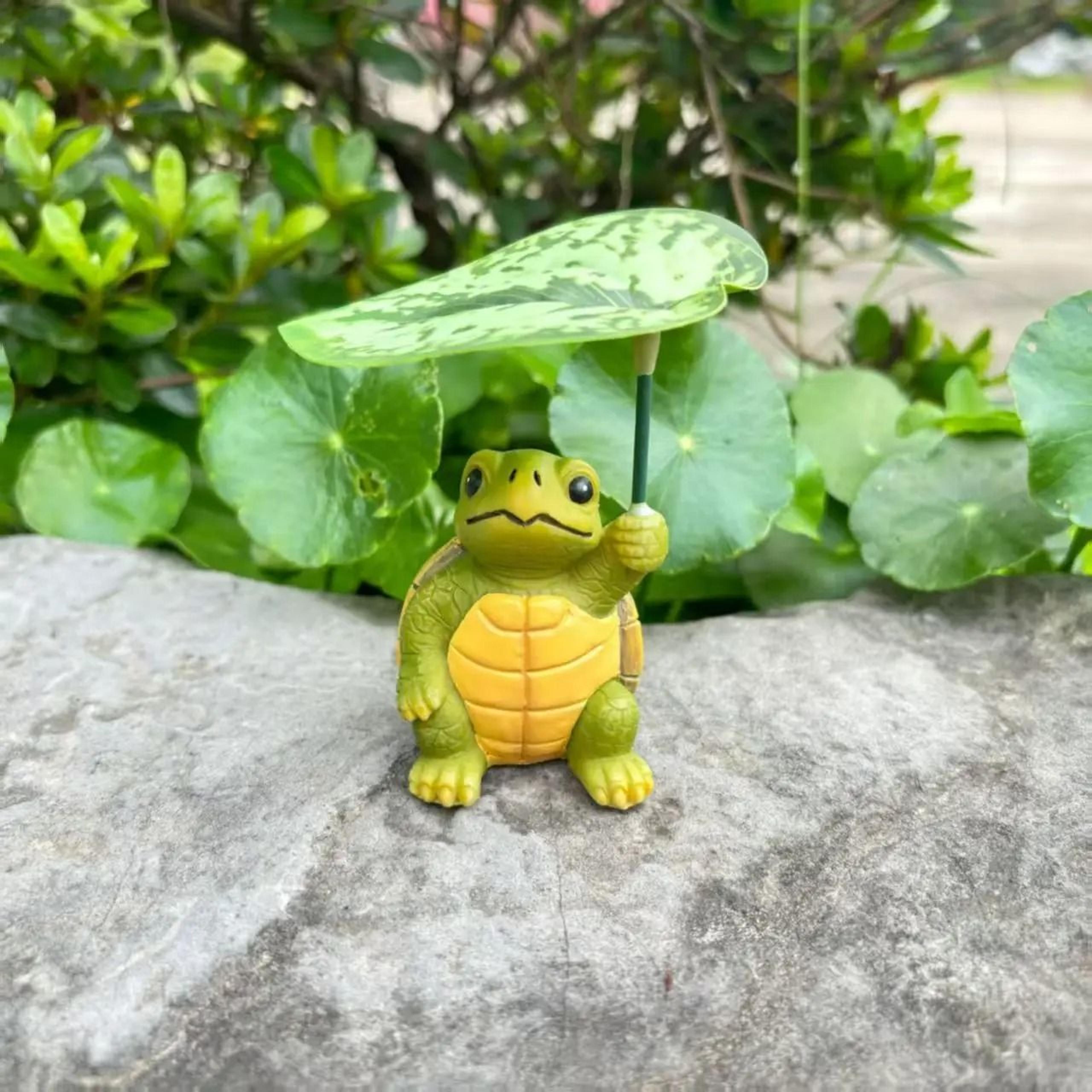 Cute Frog Elephant Turtle Garden Statues With Leaf Umbrella  Whimsical Resin Animal Figurines For O 7