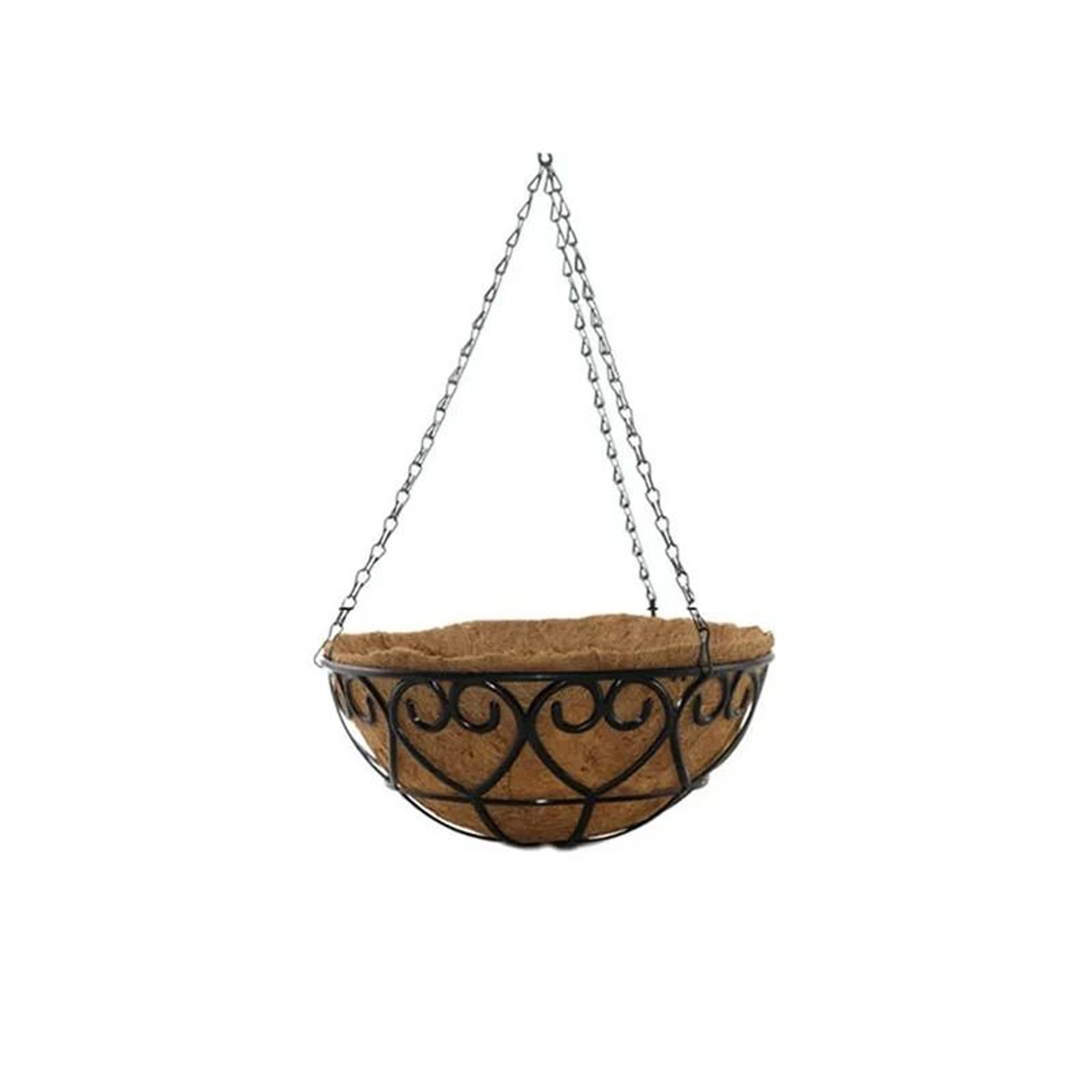Hanging Round Coconut Planter Basket  Iron Chain Coco Coir Flowerpot 5