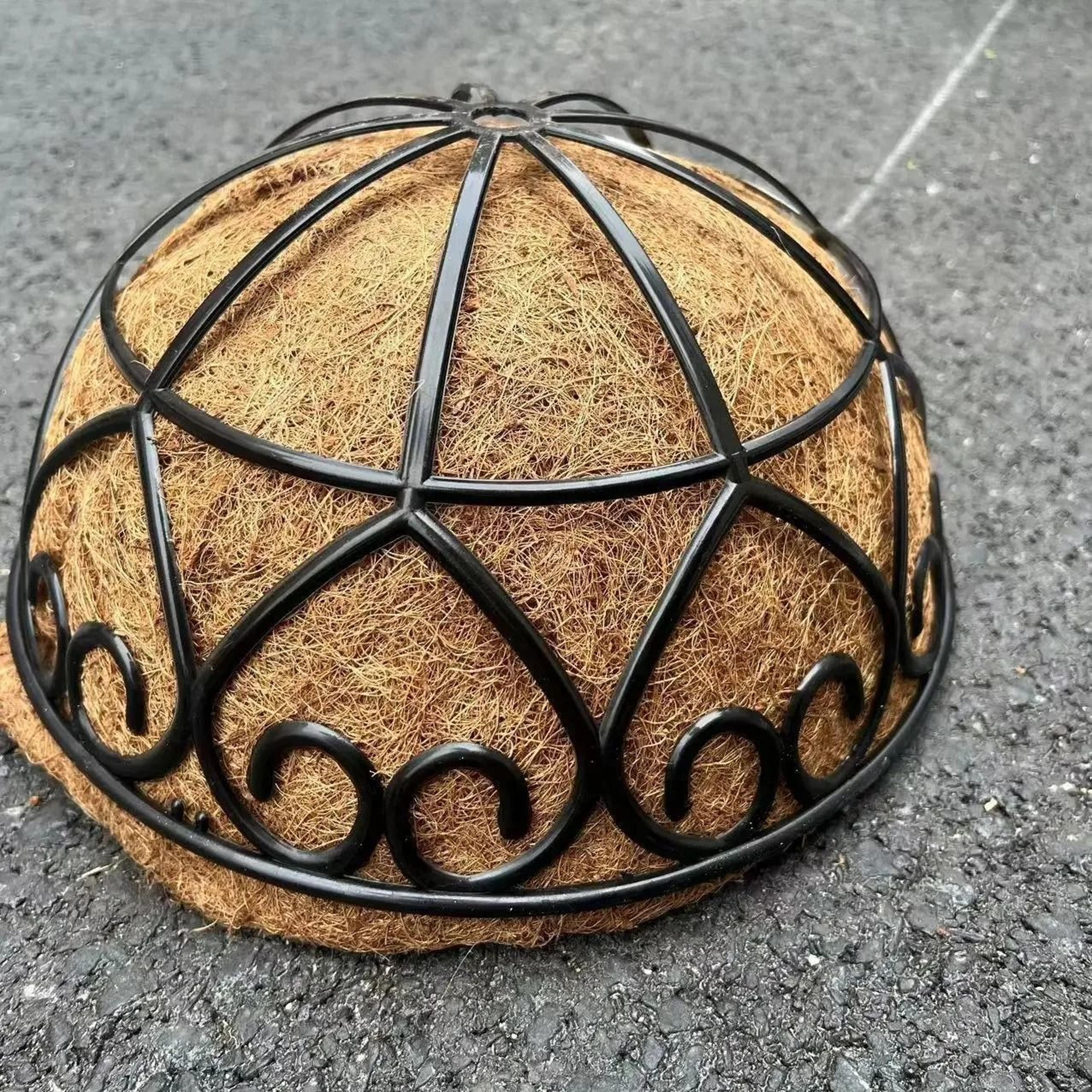 Hanging Round Coconut Planter Basket  Iron Chain Coco Coir Flowerpot 4