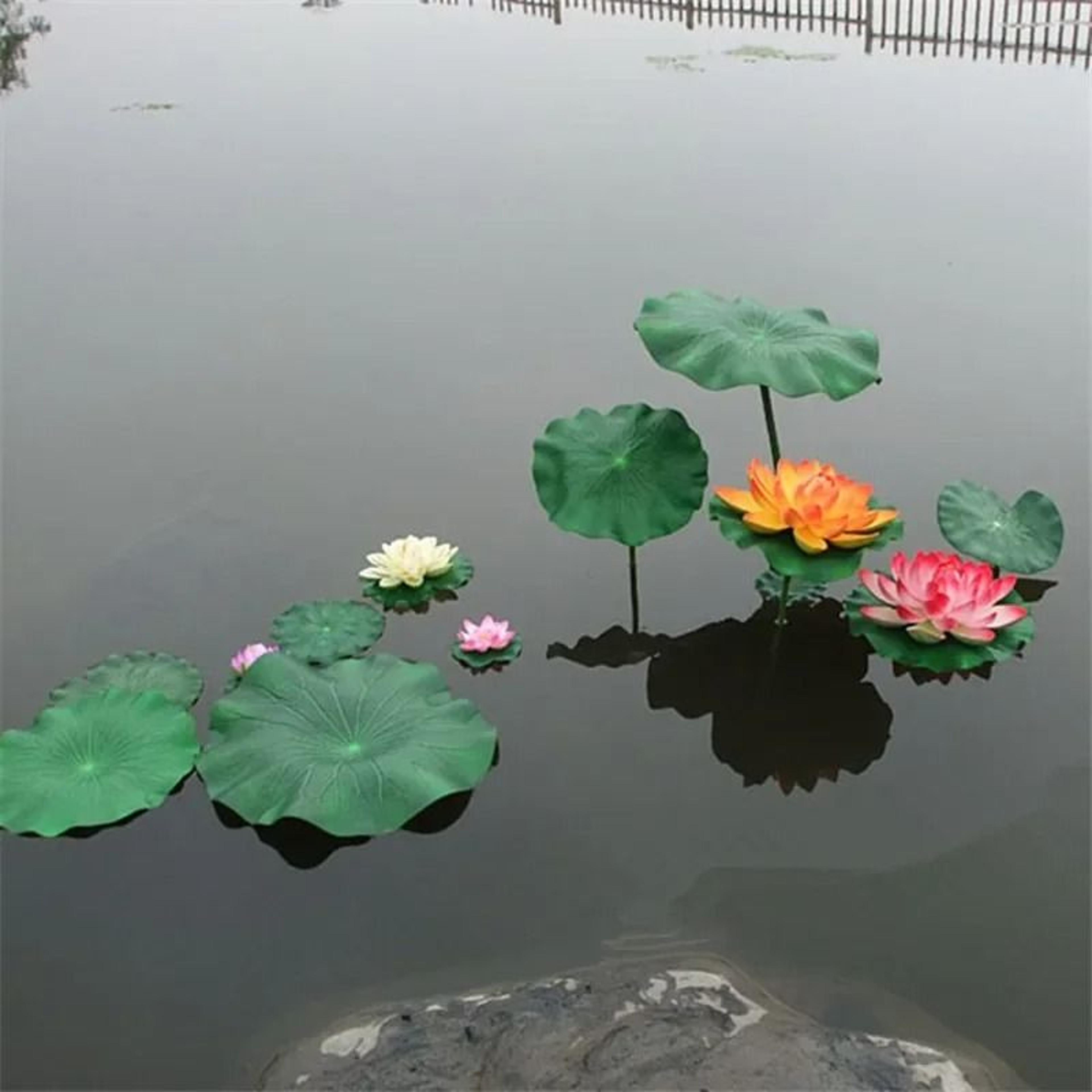 5PCS Artificial Lotus Leaf Set  Floating Water Lily Pad Decor 2