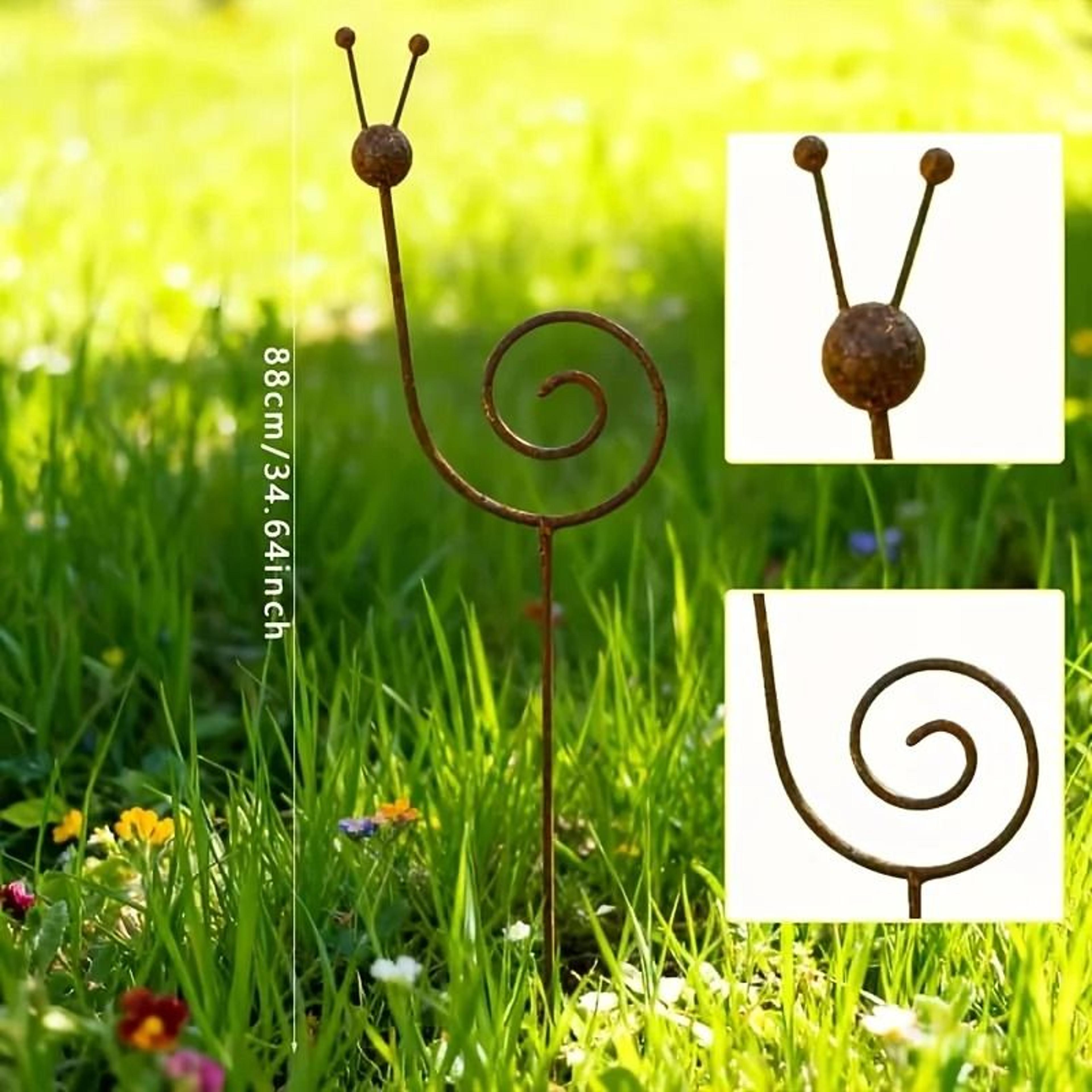 Rustic Metal Snail Garden Stake  Rustproof Plant Support And Yard Art Ornament 6