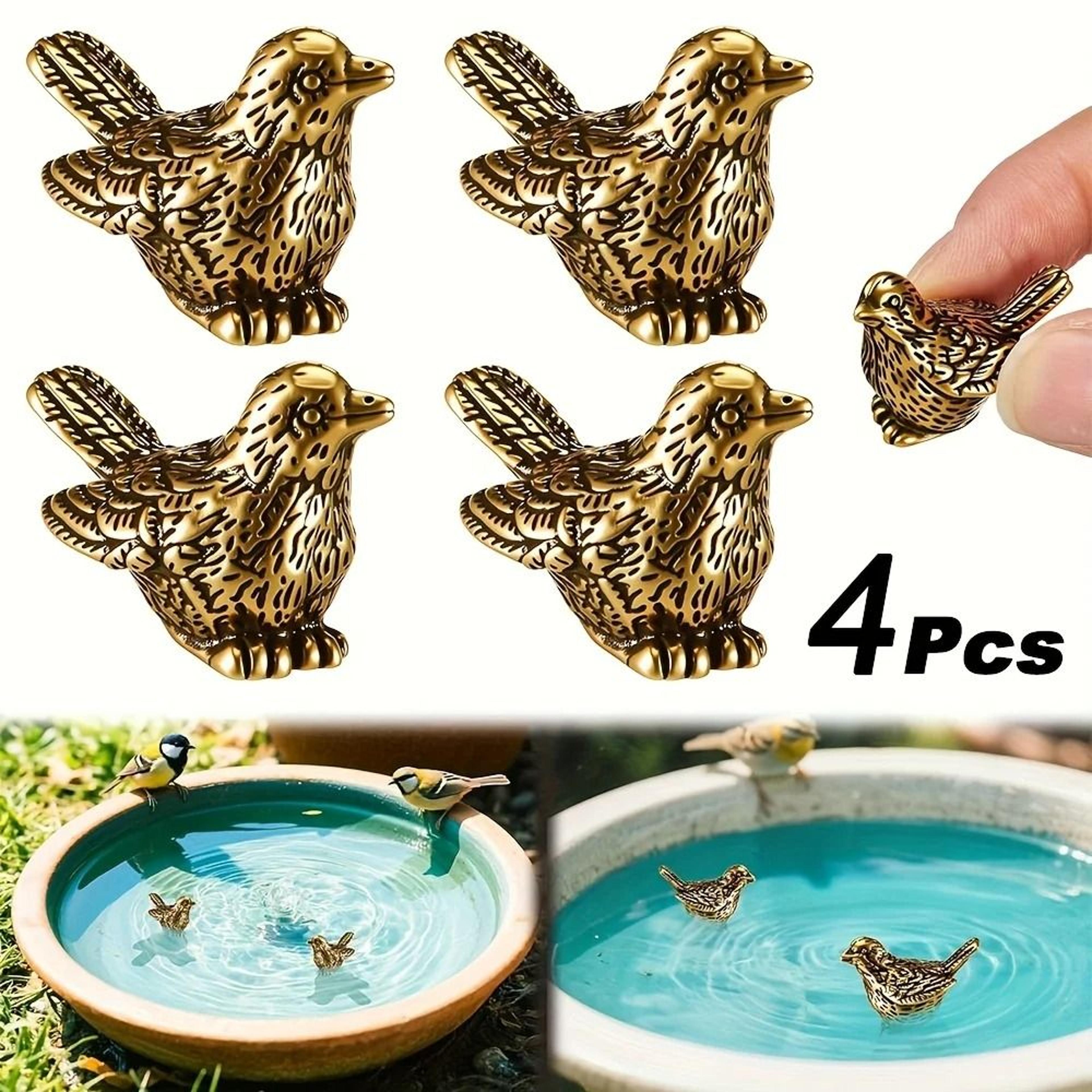 4Pcs Vintage Brass Butterfly Figurines  Mini Metal Bird Bath And Garden Pond Accents 3