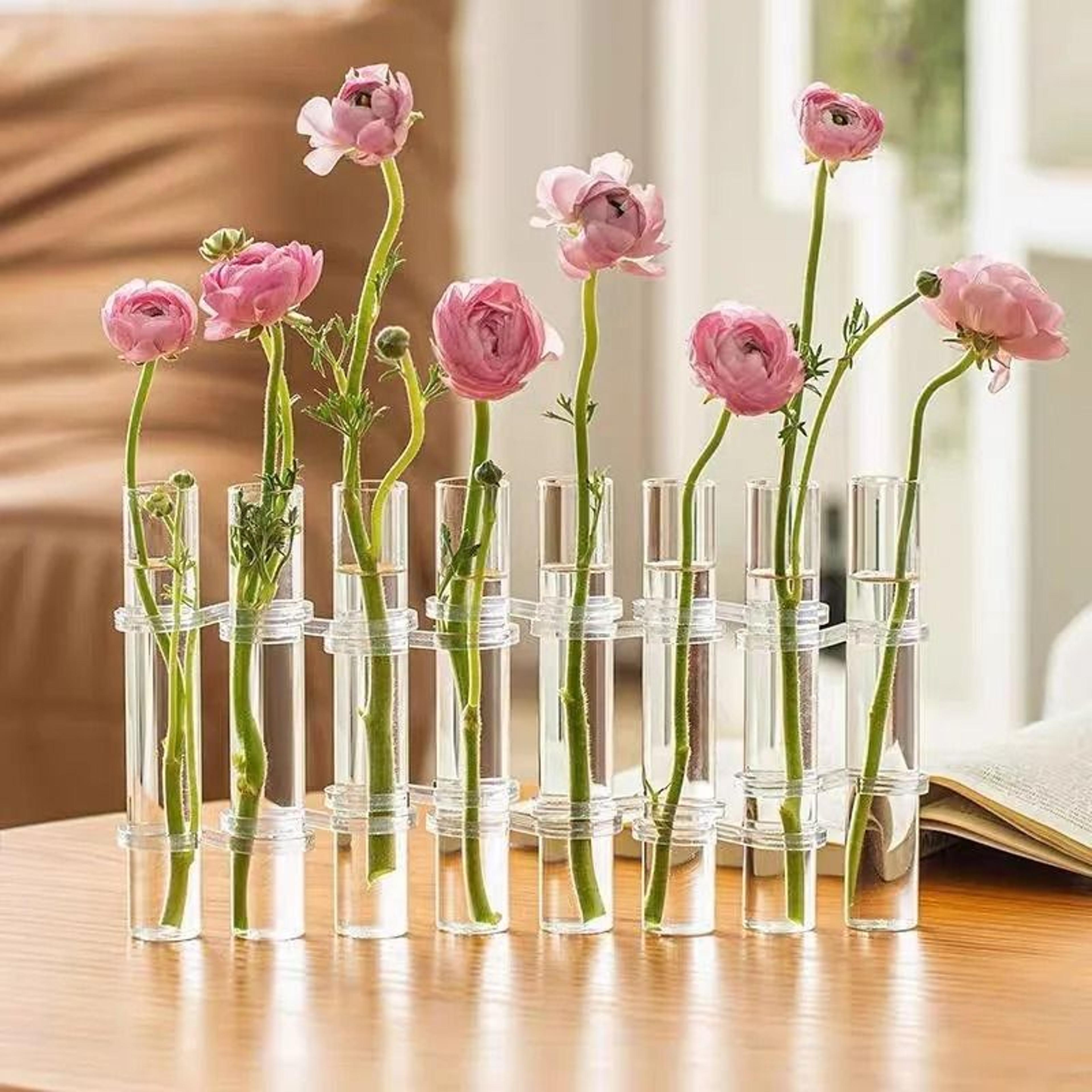 Creative Stackable Transparent Glass Test Tube Vase  Hydroponic Plant Holder  Floral Arrangement Di 3