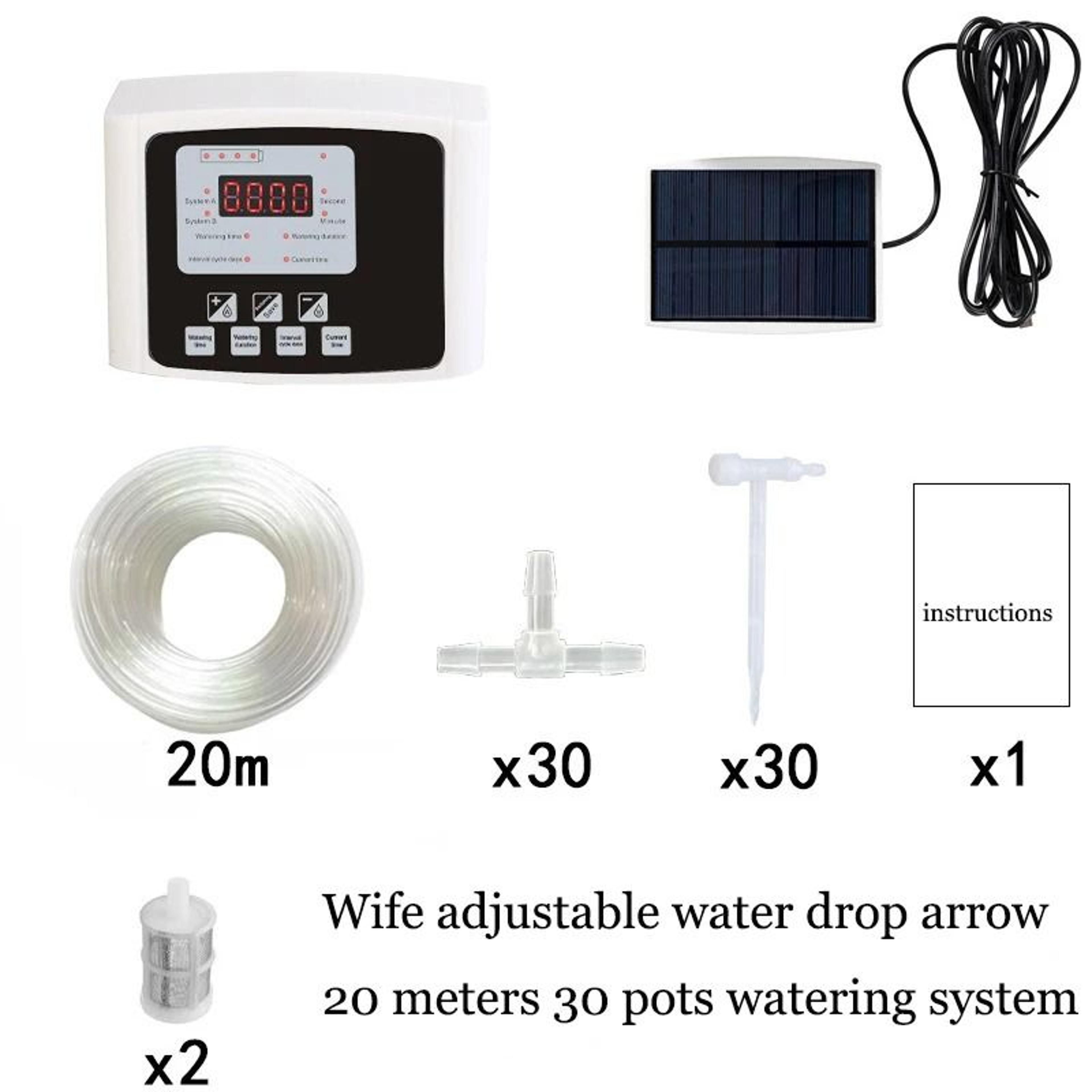 Solar Powered Double Pump Automatic Drip Irrigation System  Smart Garden Timer Kit With Adjustable  8