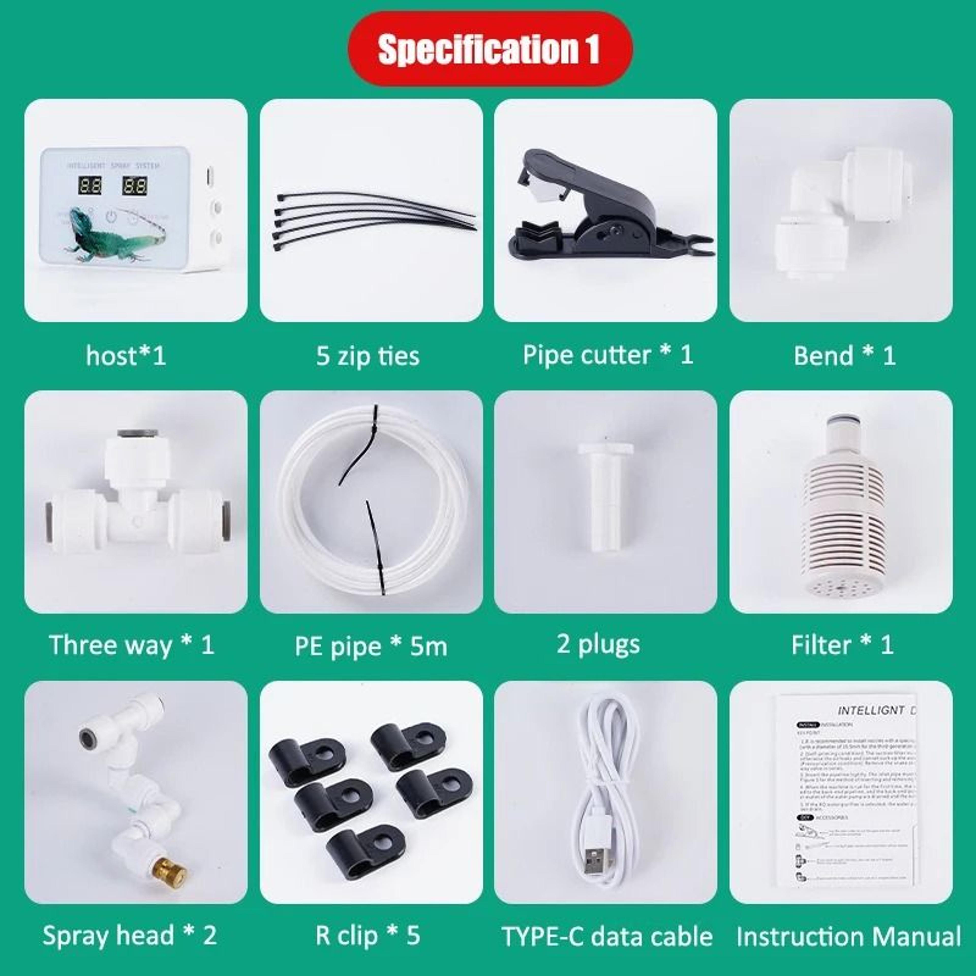 Reptile Intelligent Fogger Spray System  Electronic Timer Terrarium Humidifier With Automatic Mist  5
