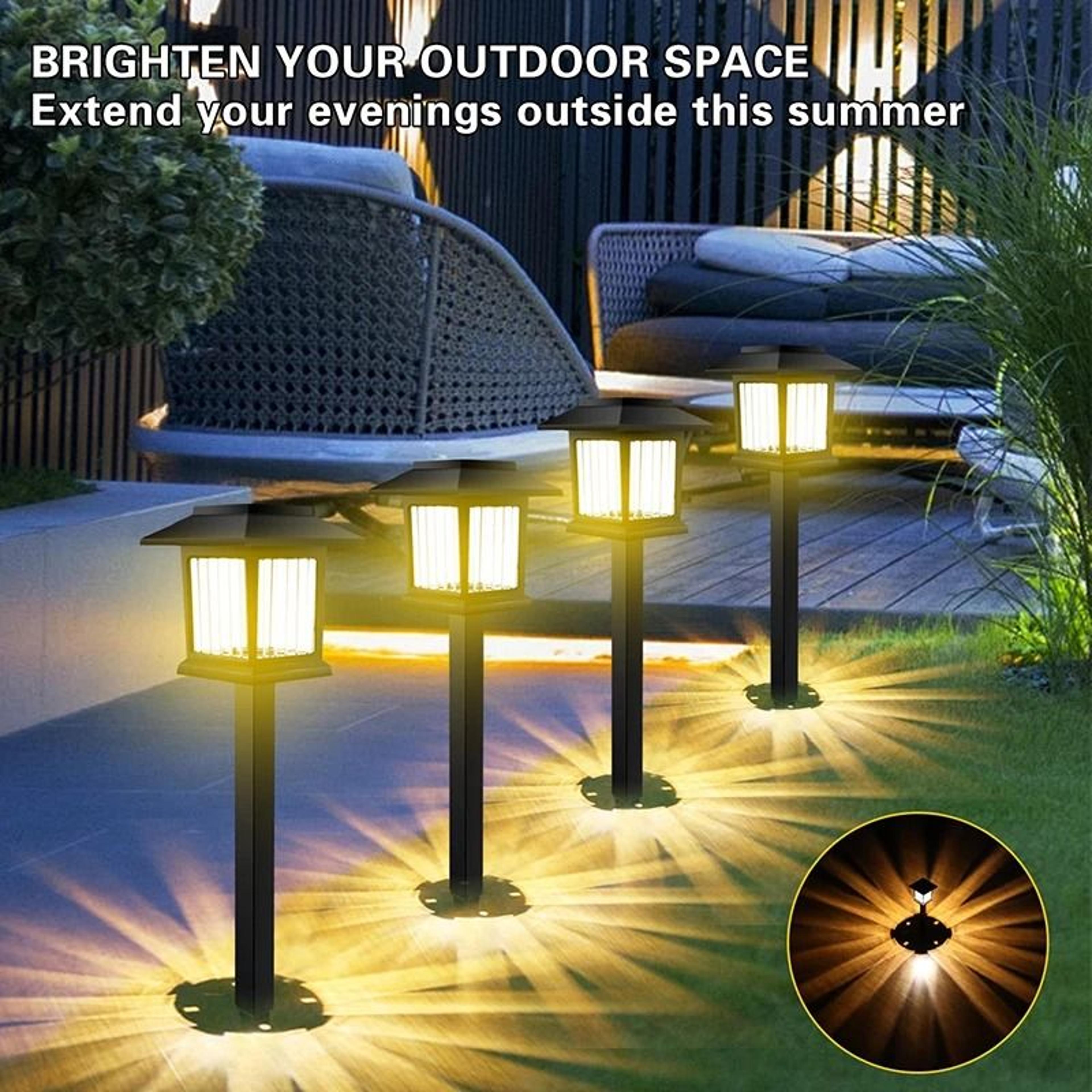 2PCS Waterproof Outdoor LED Solar Pathway Lights  Walkway Landscape Lamps For Garden Yard And Drive 3