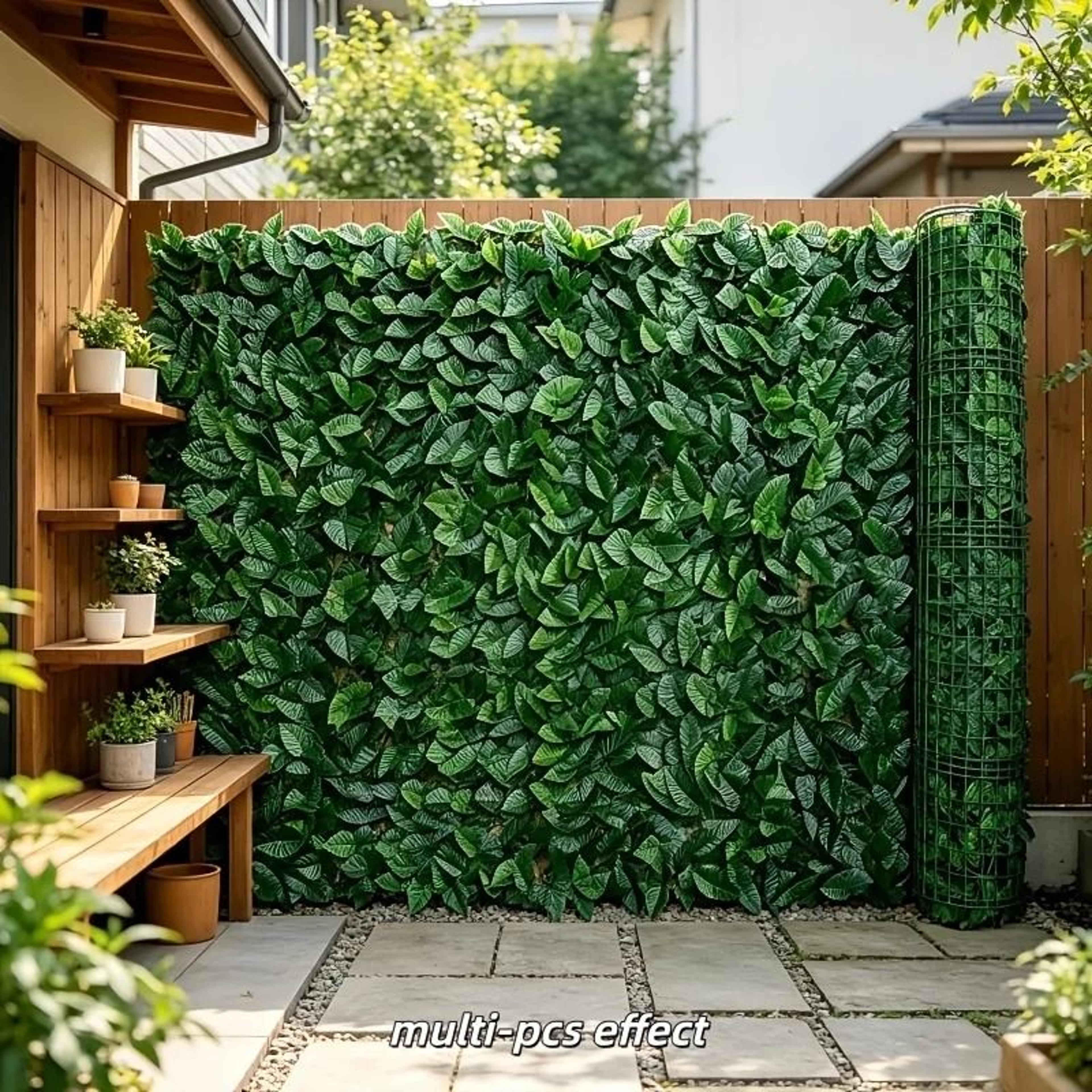 Artificial Green Leaf Privacy Fence Screen  Decorative Plastic Hedging Roll For Balcony And Porch 3