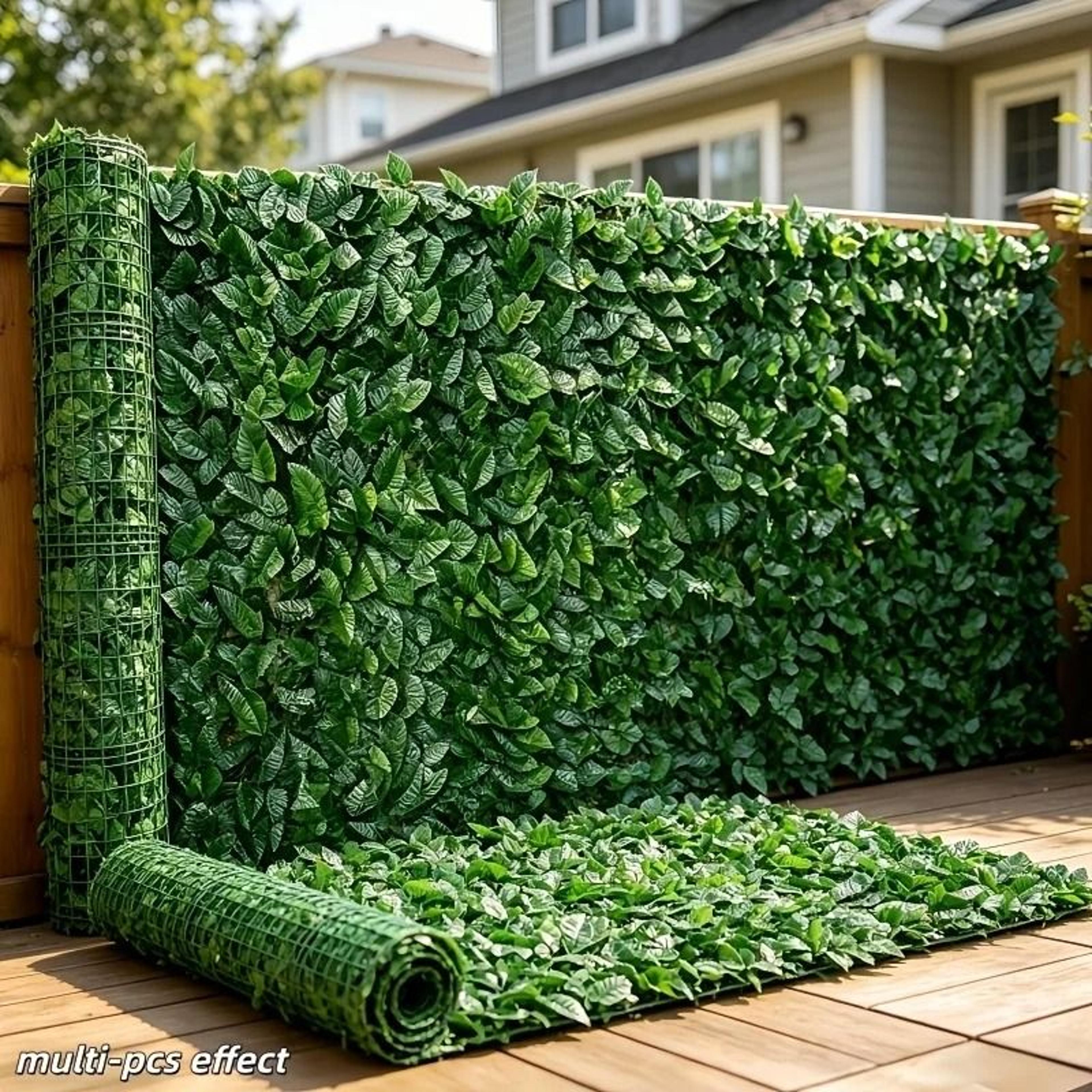 Artificial Green Leaf Privacy Fence Screen  Decorative Plastic Hedging Roll For Balcony And Porch 5