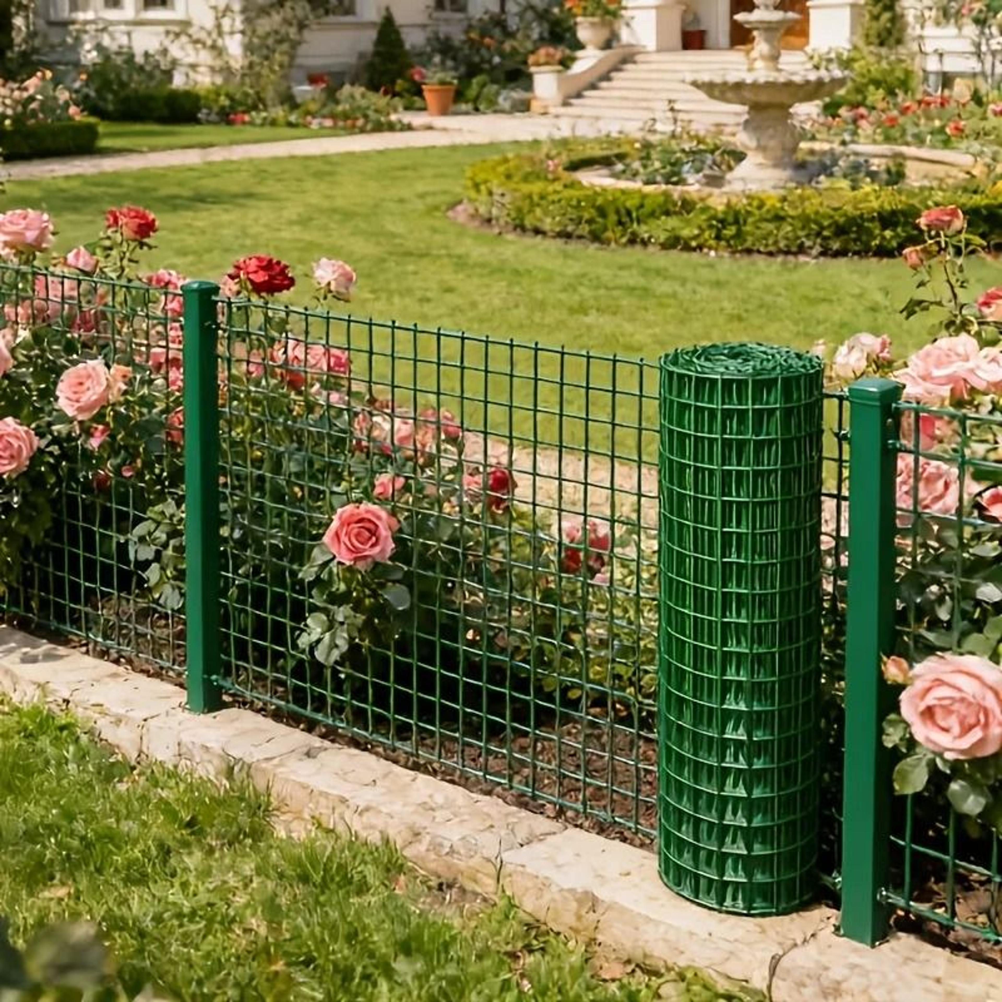 heavy duty green pvc coated galvanized wire mesh fence roll – anti rust garden & animal barrier netting