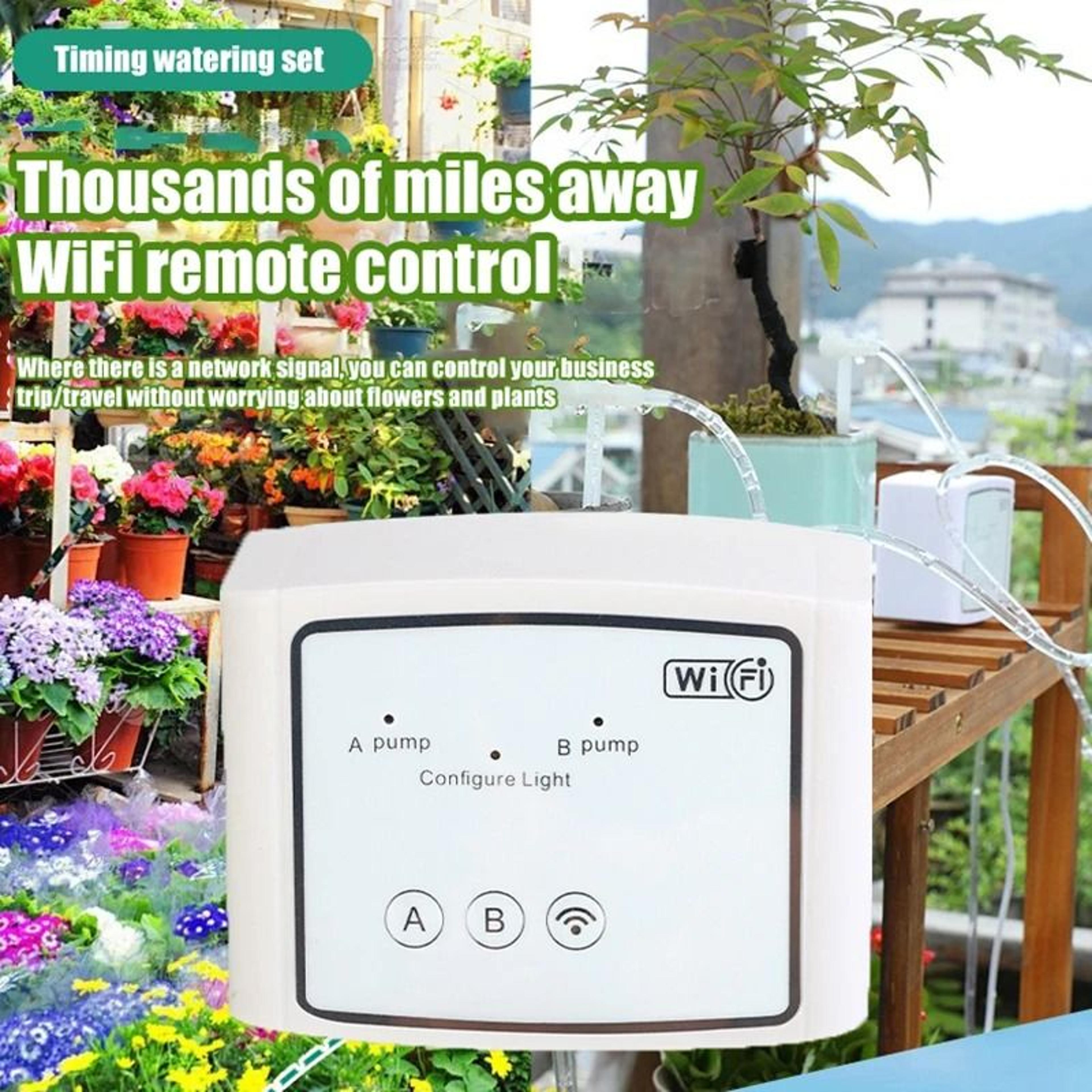 wifi smart dual pump automatic drip irrigation system – adjustable valve app controlled garden watering timer kit