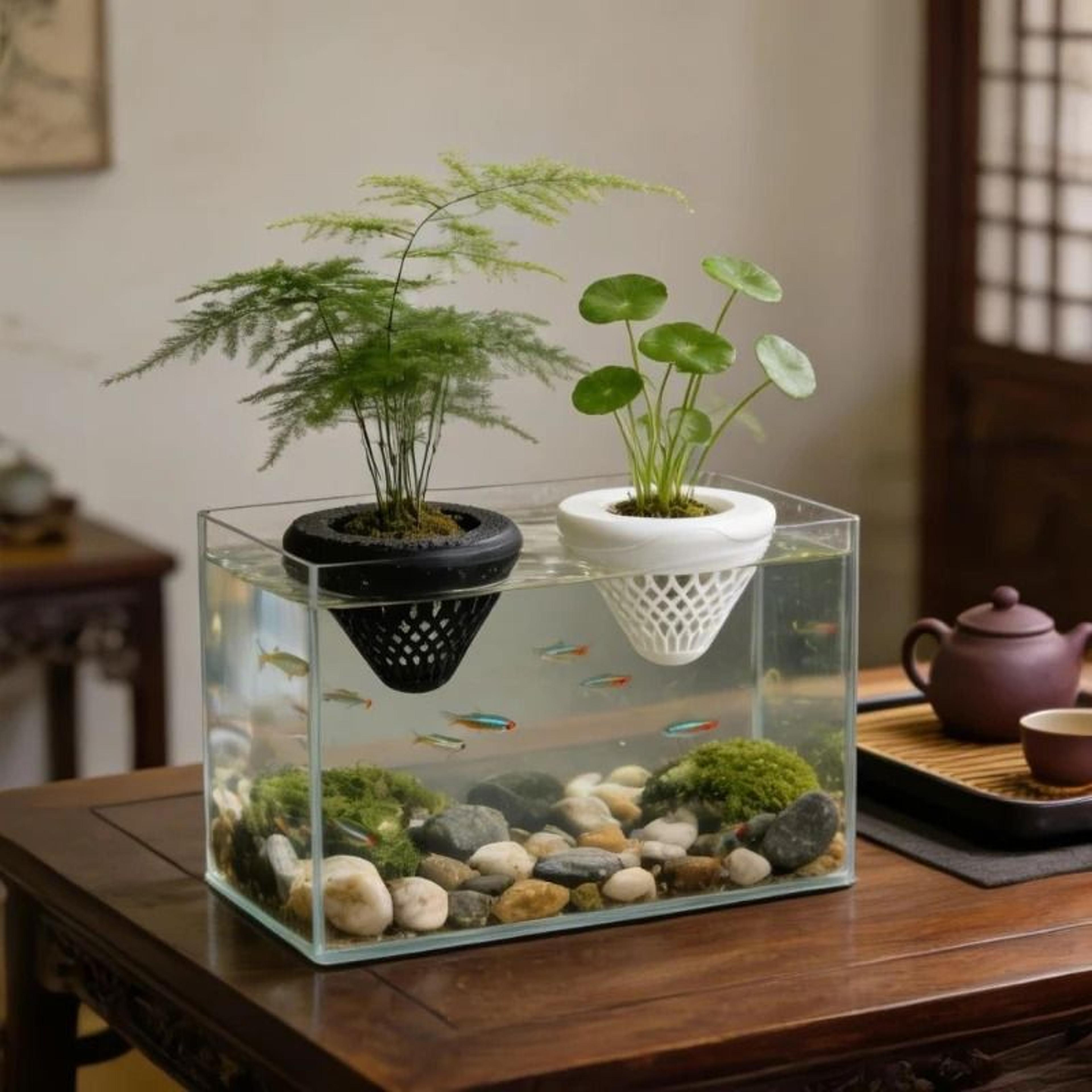 Hydroponic Floating Flower Pot  Mini Water Plant Planter For Aquarium And Fish Tank Landscape 2