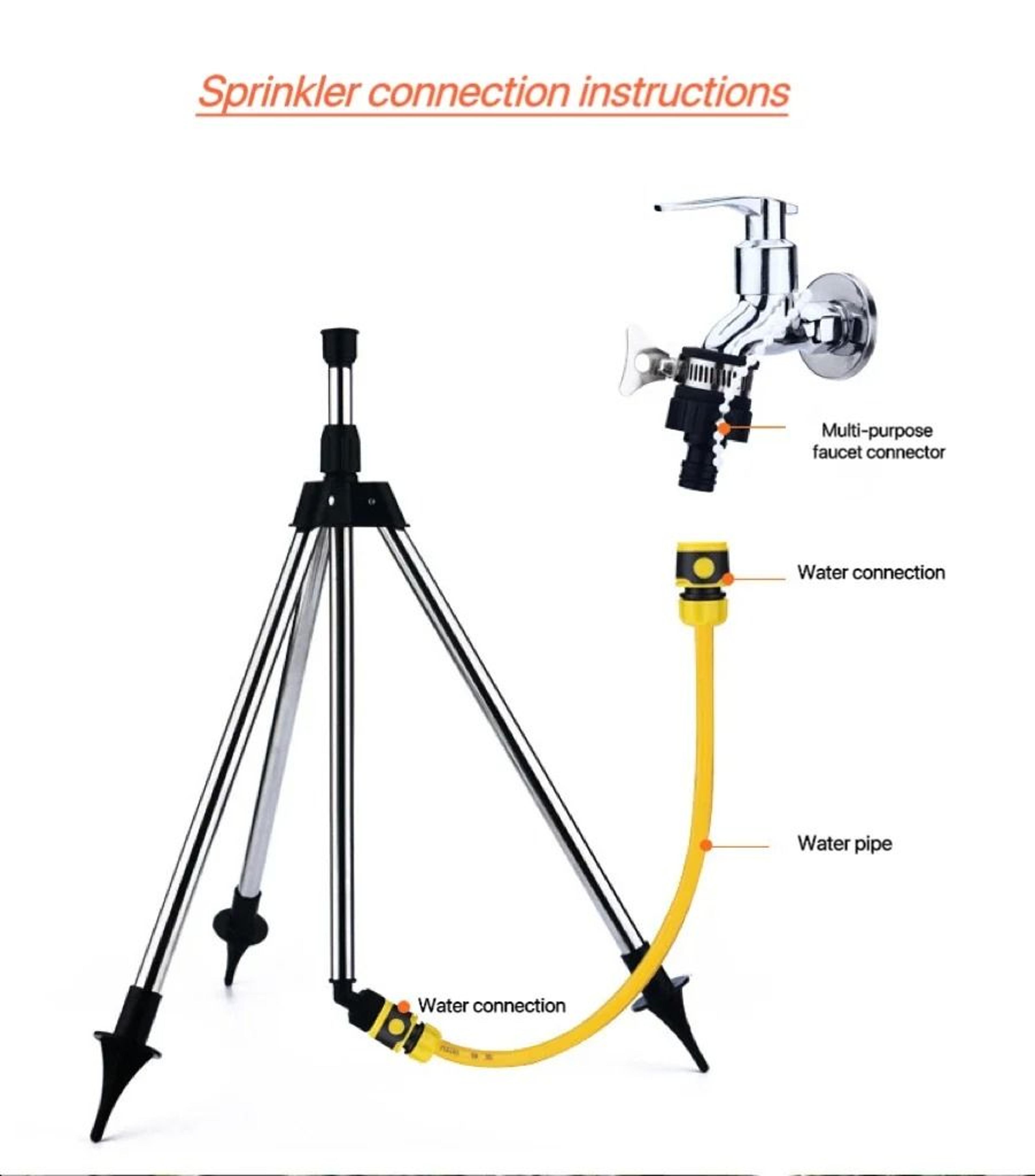 360 Degree Garden Automatic Rotating Sprinkler With Stainless Steel Tripod Stand  Water Jet Irrigat 2